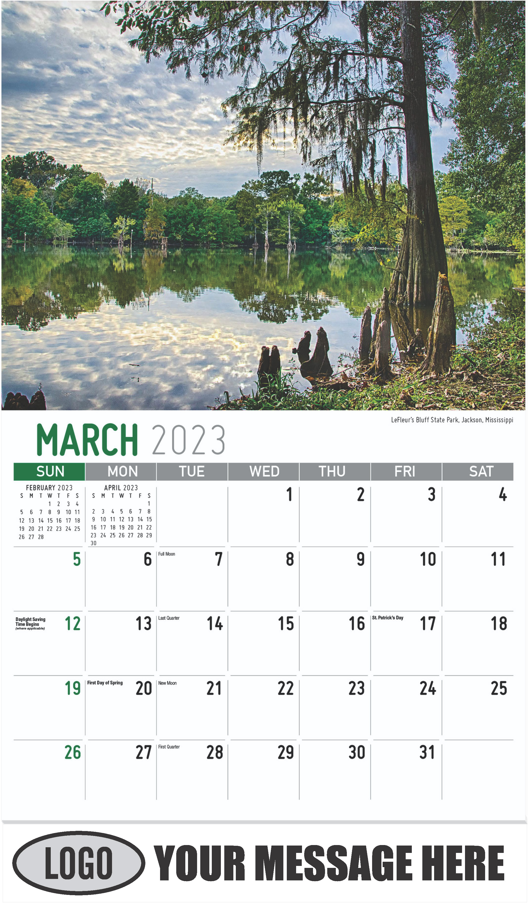LeFleur’s Bluff State Park, Jackson, Mississippi - March - Scenes of Southeast USA 2023 Promotional Calendar