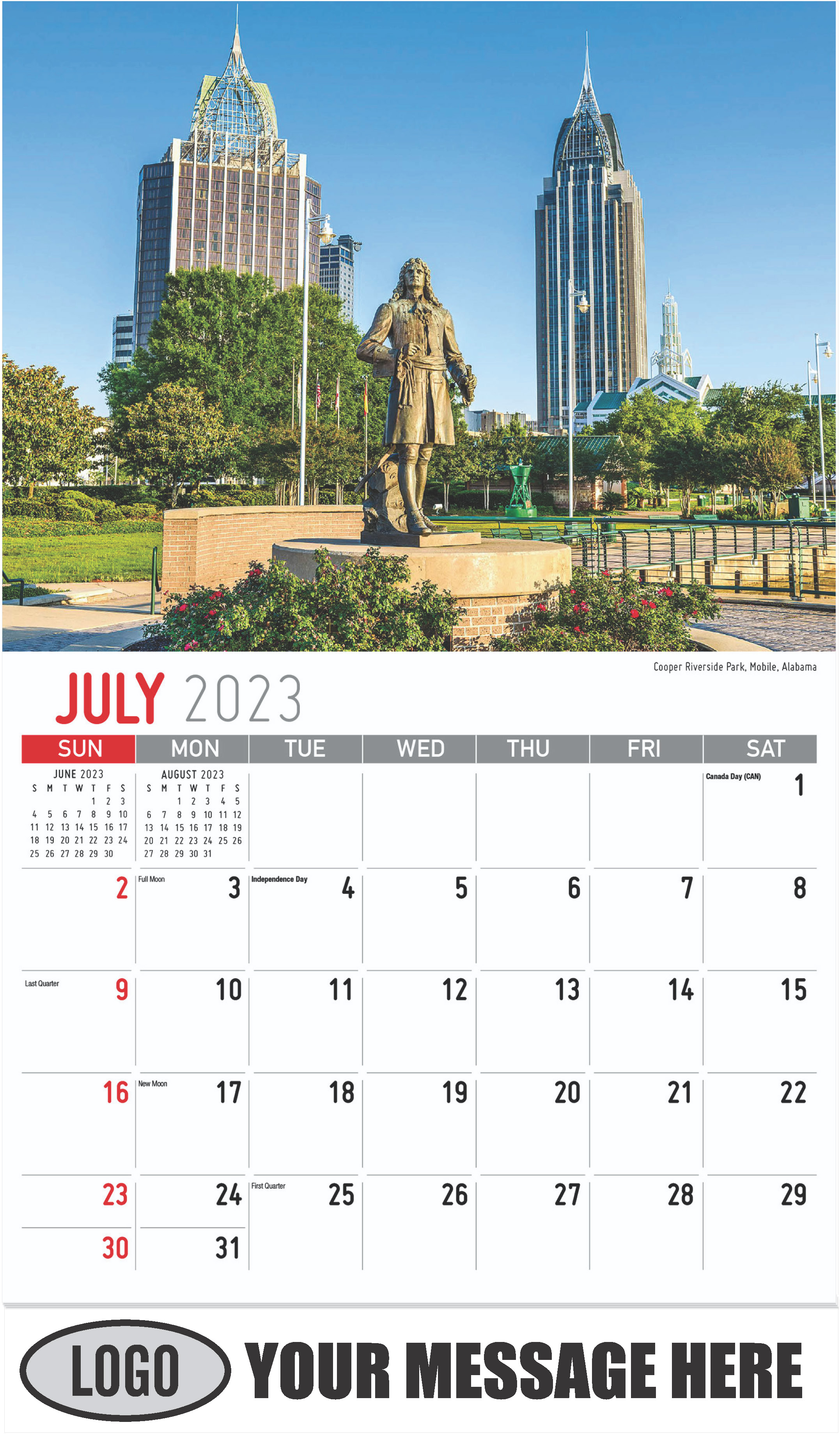 Cooper Riverside Park, Mobile, Alabama - July - Scenes of Southeast USA 2023 Promotional Calendar