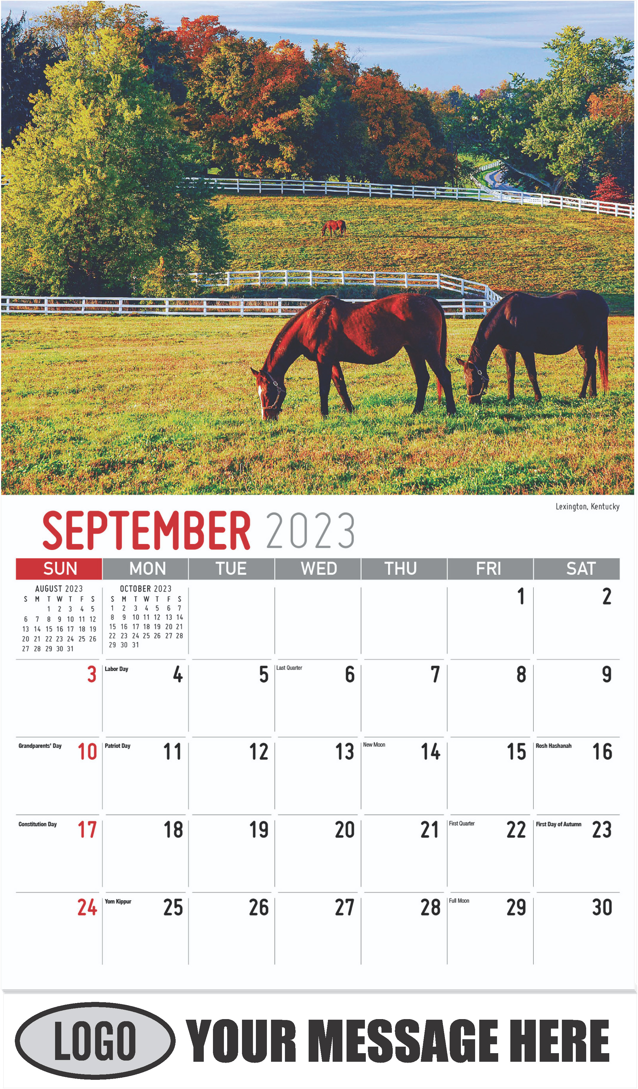 Lexington, Kentucky - September - Scenes of Southeast USA 2023 Promotional Calendar