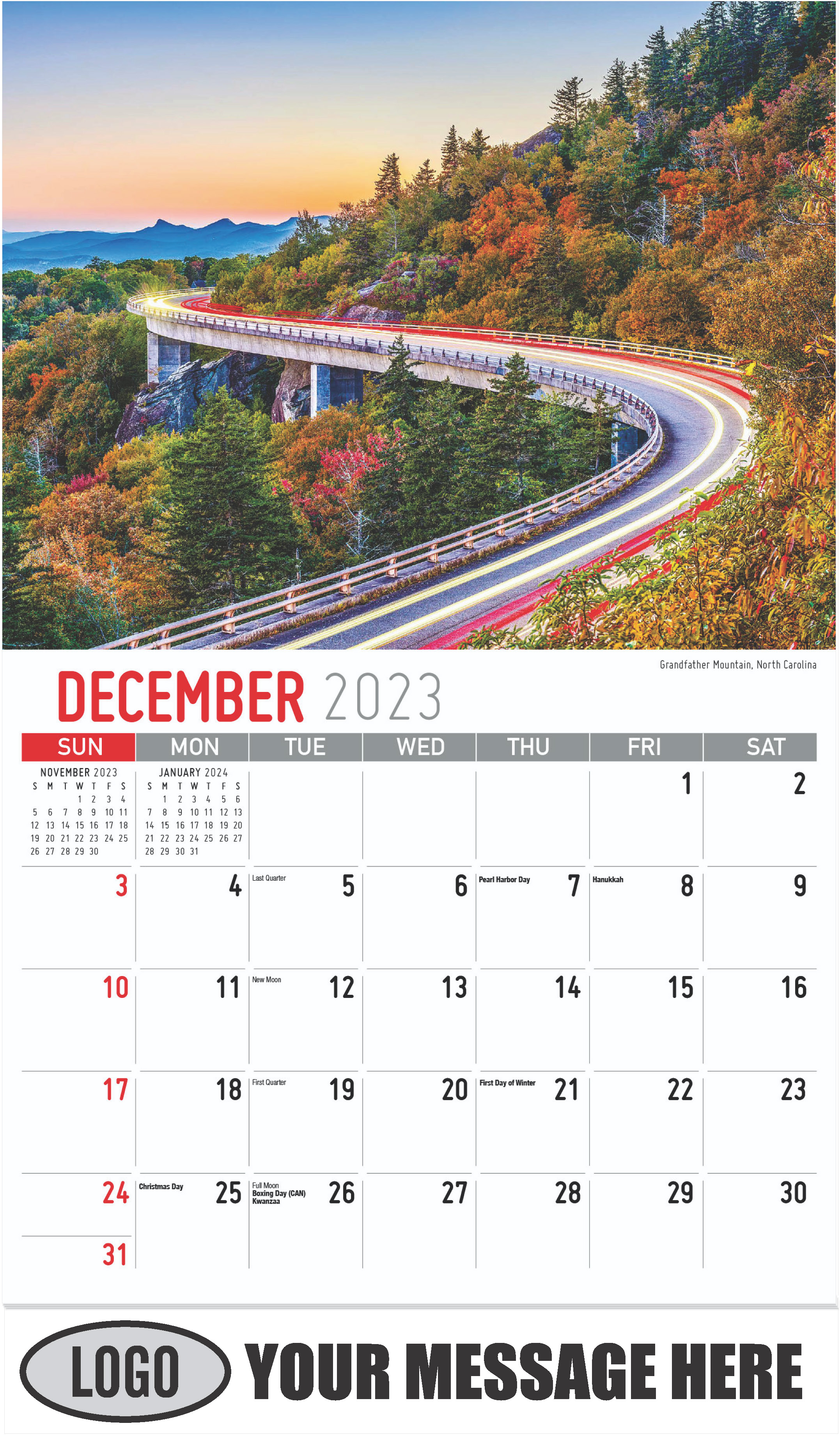 Grandfather Mountain, North Carolina - December 2023 - Scenes of Southeast USA 2023 Promotional Calendar