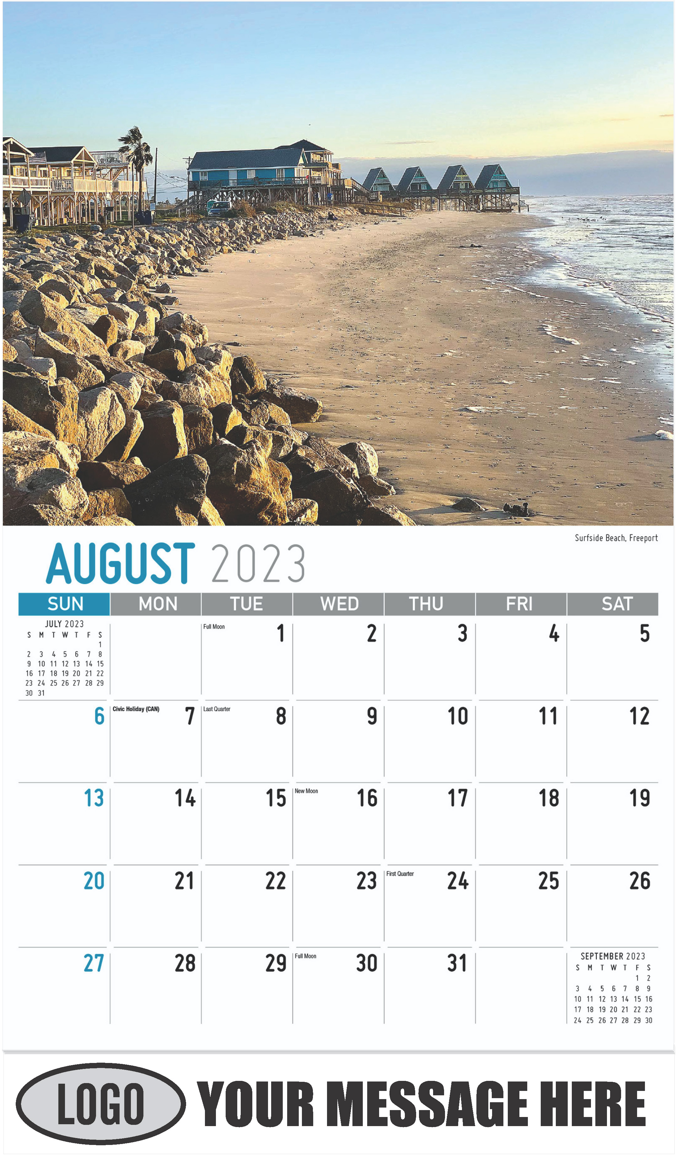 Surfside Beach, Freeport - August - Scenes of Texas 2023 Promotional Calendar