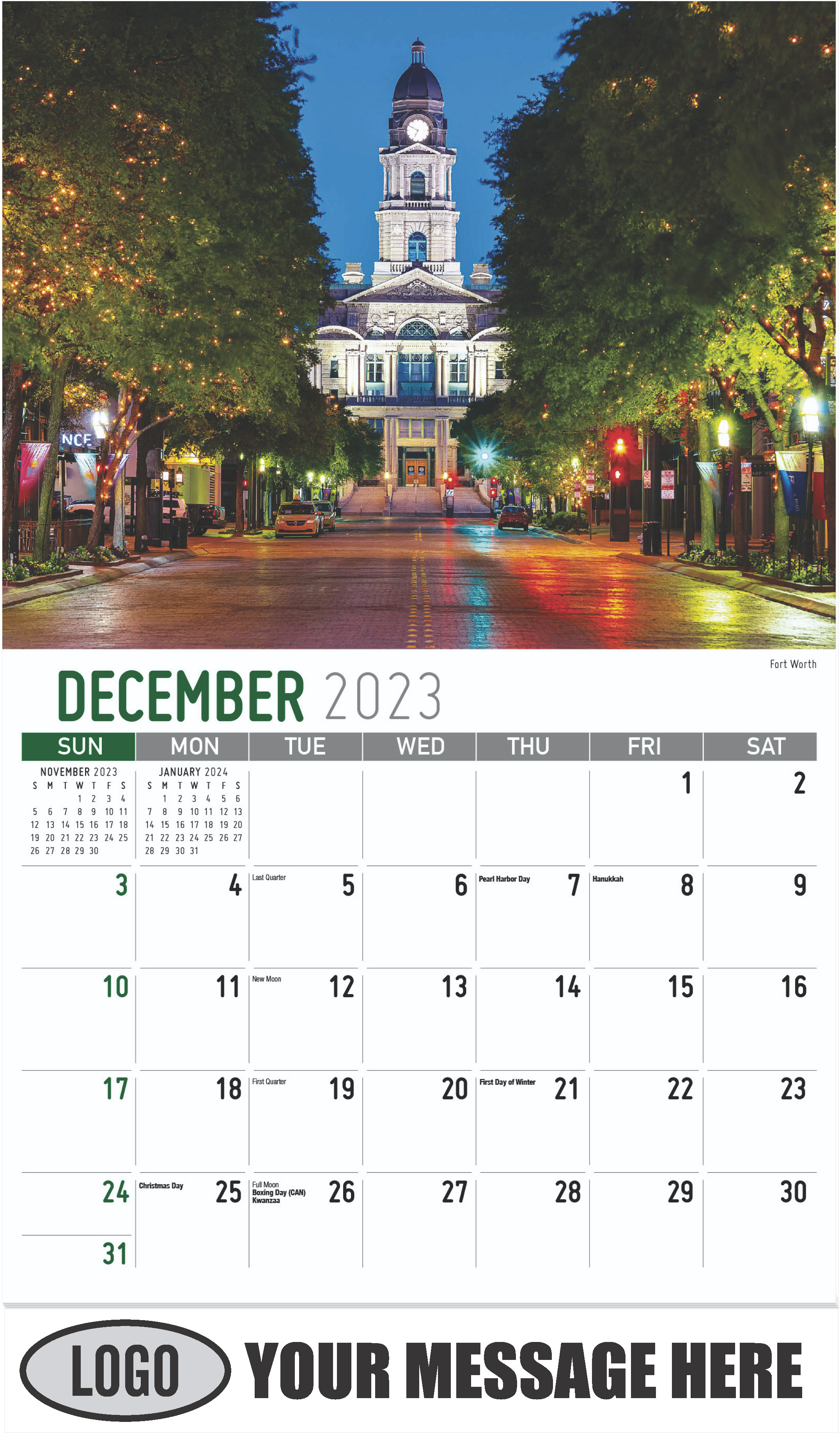 Fort Worth - December 2023 - Scenes of Texas 2023 Promotional Calendar