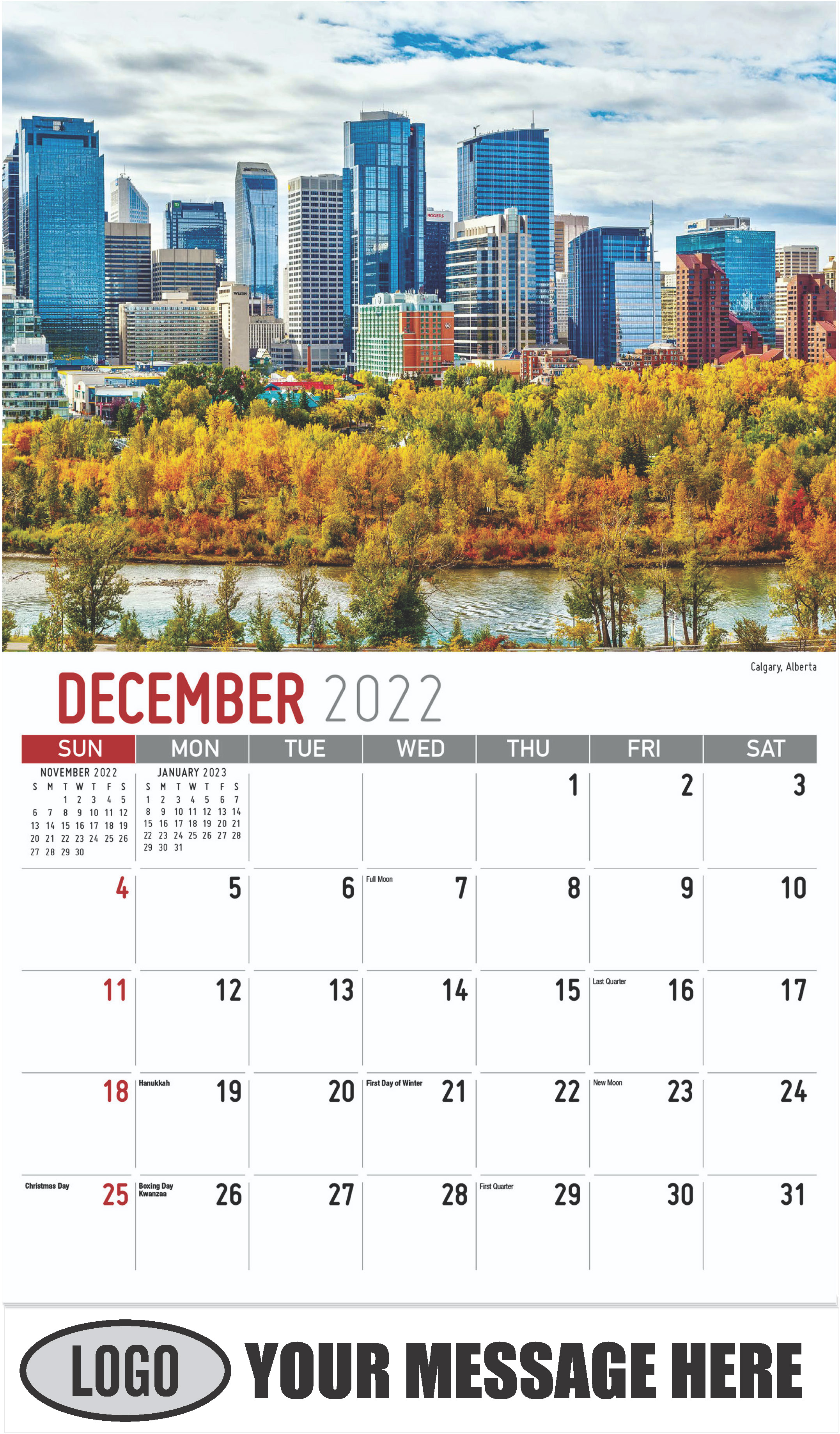 Calgary, Alberta - December 2022 - Scenes of Western Canada 2023 Promotional Calendar