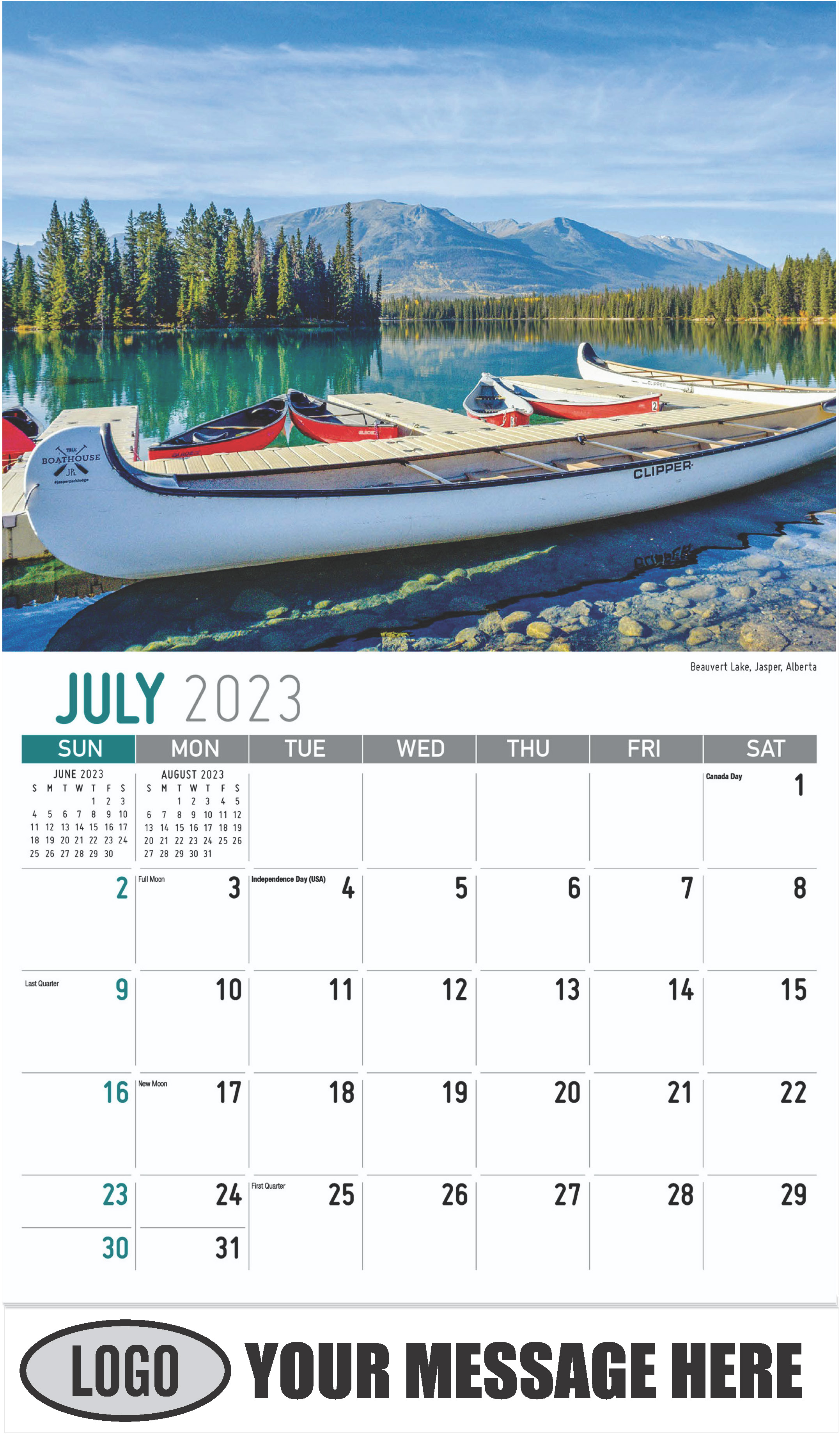 Beauvert Lake, Jasper, Alberta - July - Scenes of Western Canada 2023 Promotional Calendar