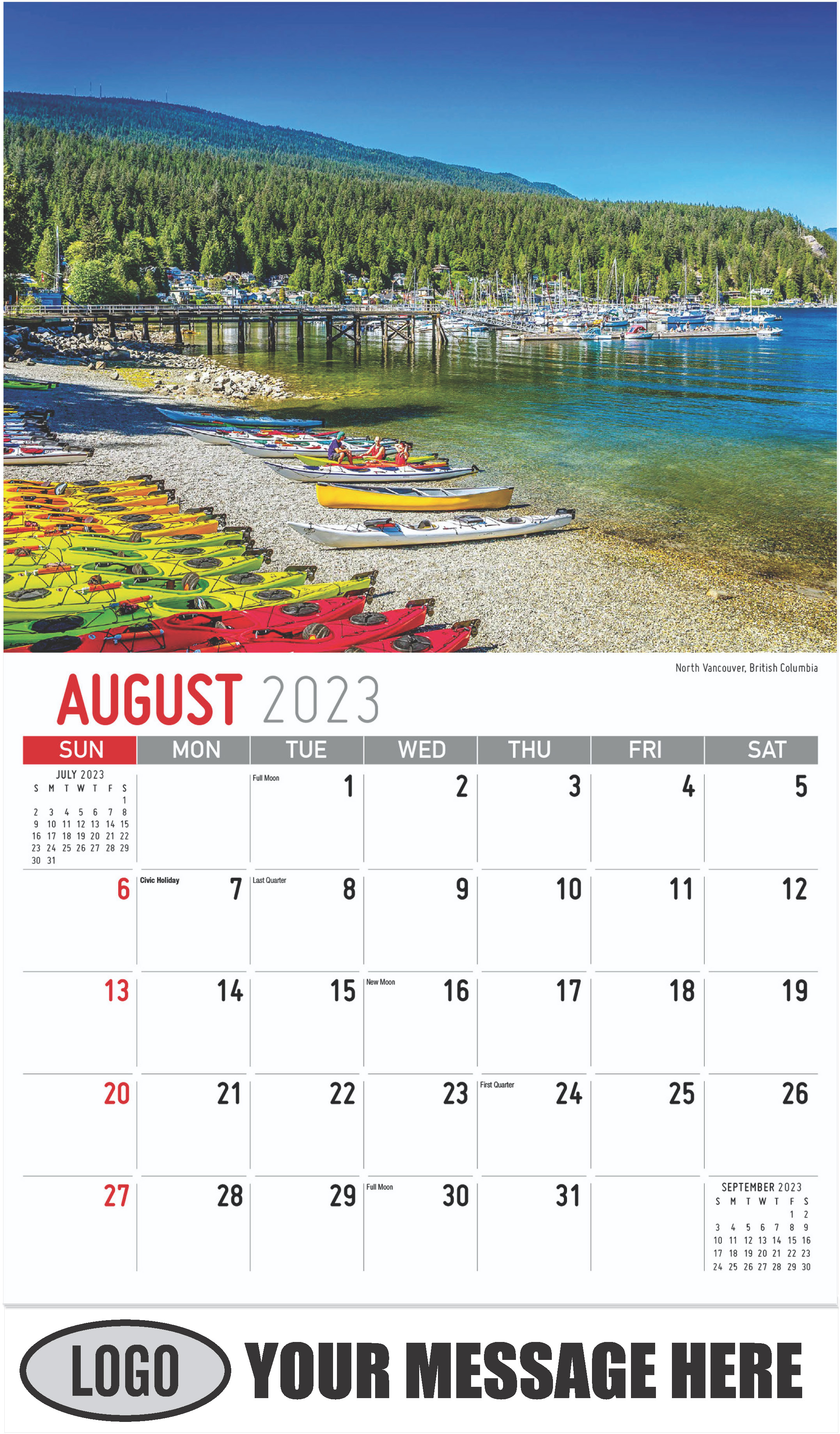 North Vancouver, British Columbia - August - Scenes of Western Canada 2023 Promotional Calendar
