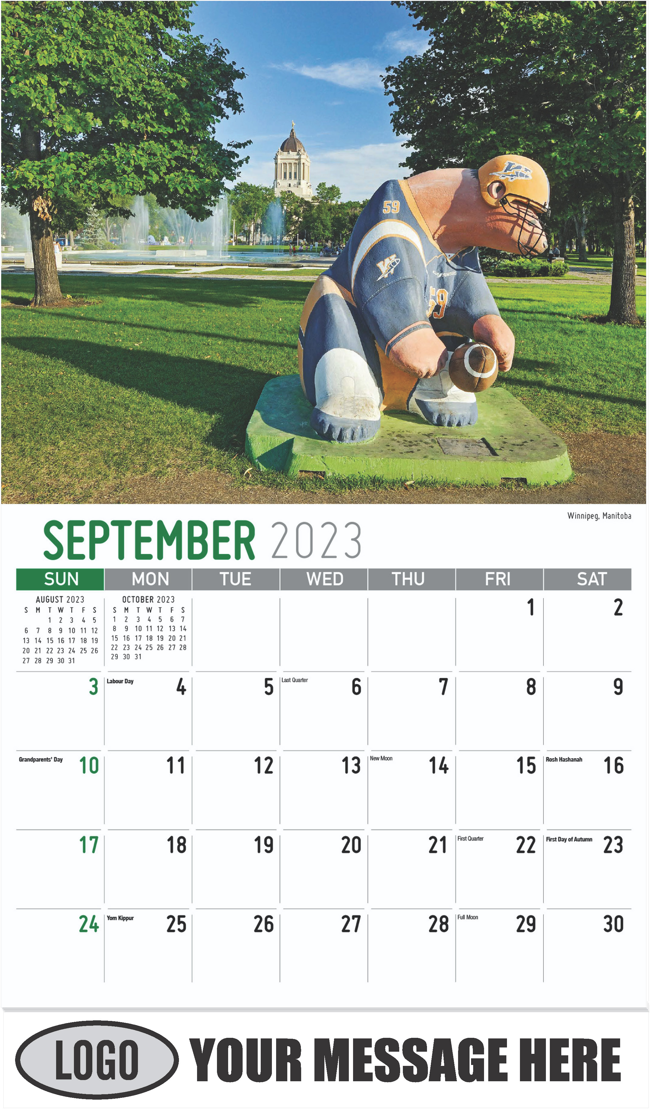 Winnipeg, Manitoba - September - Scenes of Western Canada 2023 Promotional Calendar