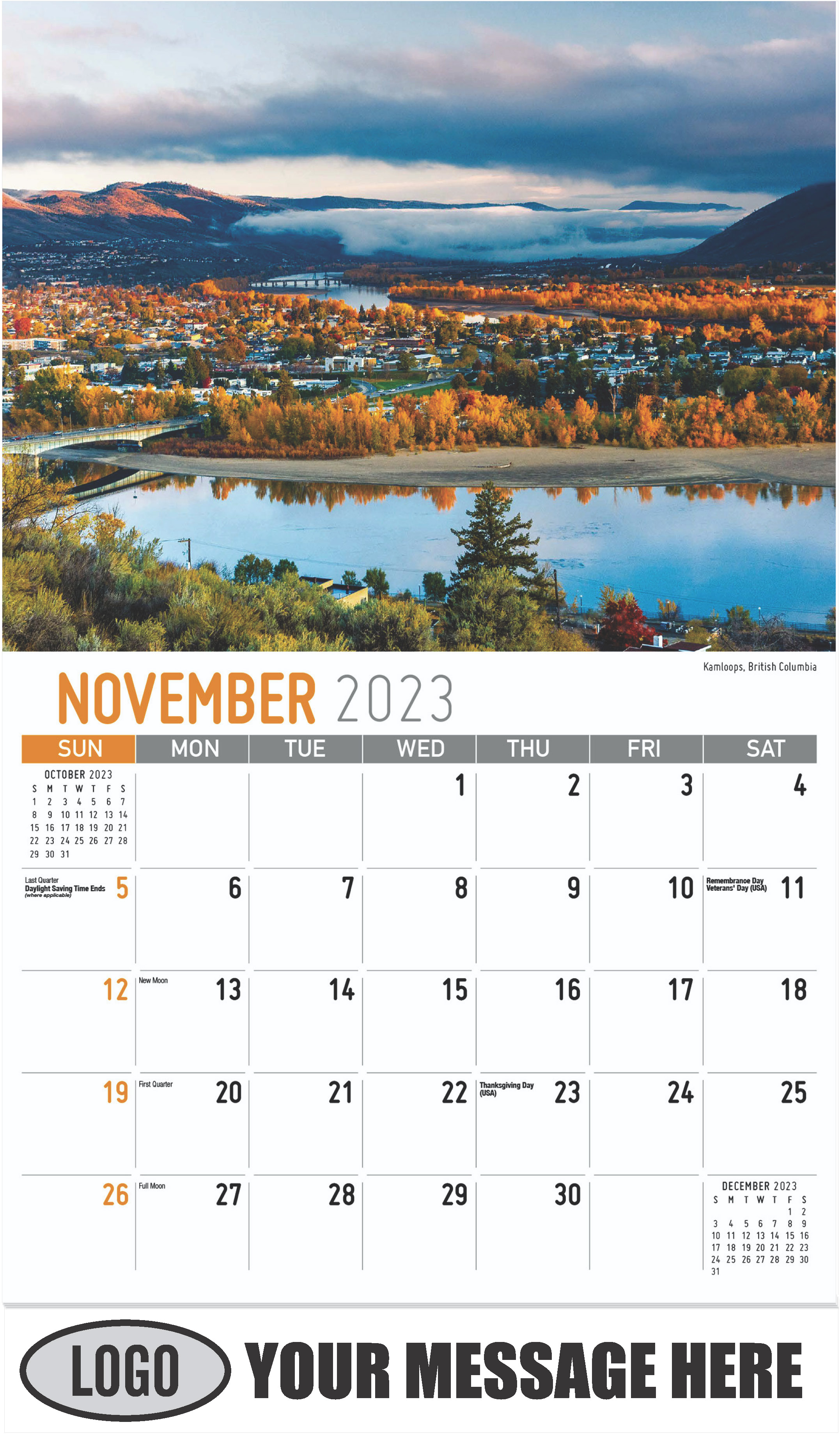 Kamloops, British Columbia - November - Scenes of Western Canada 2023 Promotional Calendar