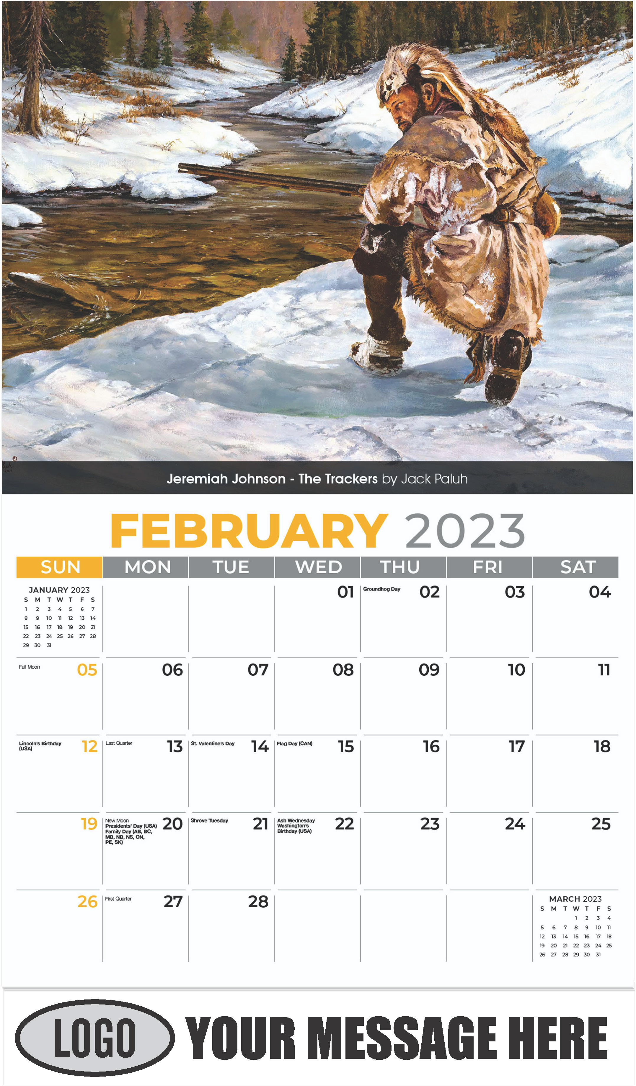 4 Jeremiah Johnson The-Trackers by Jack Paluh - February - Spirit of the West 2023 Promotional Calendar