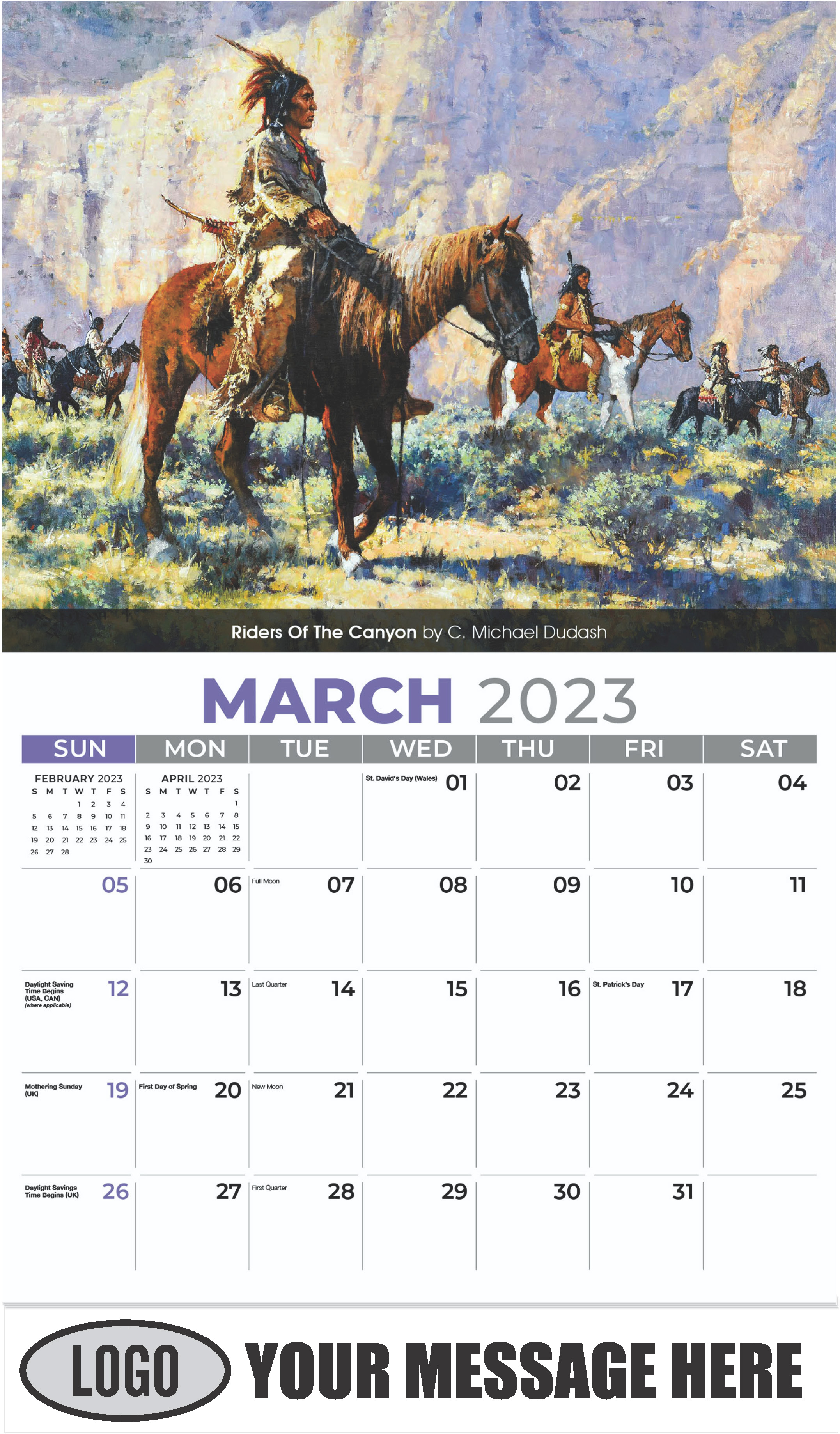 Riders Of The Canyon by C. Michael Dudash - March - Spirit of the West 2023 Promotional Calendar