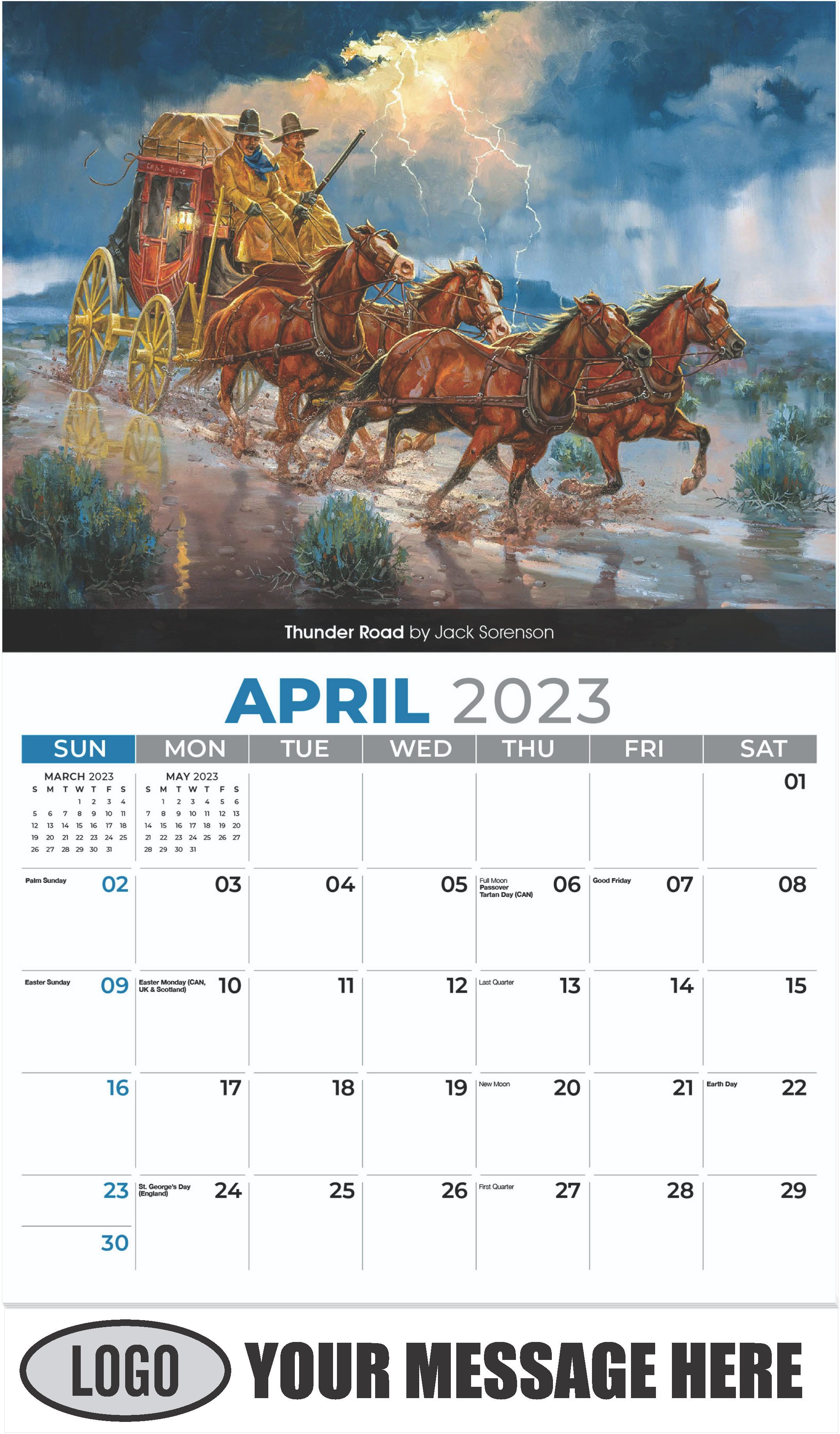 Thunder Road by Jack Sorenson - April - Spirit of the West 2023 Promotional Calendar