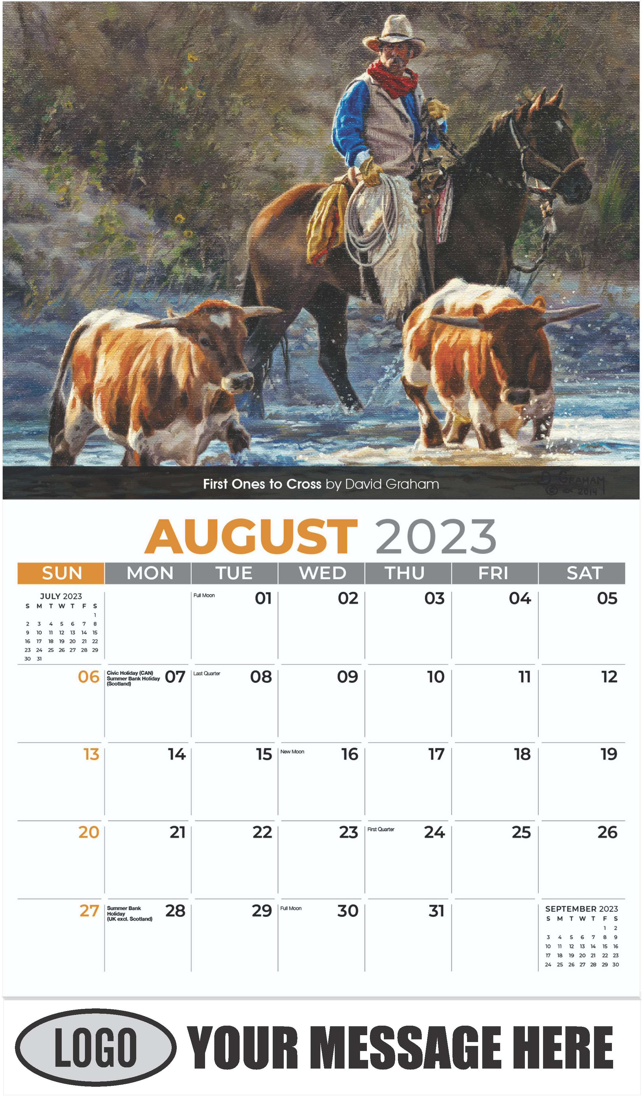 First Ones to Cross by David Graham - August - Spirit of the West 2023 Promotional Calendar