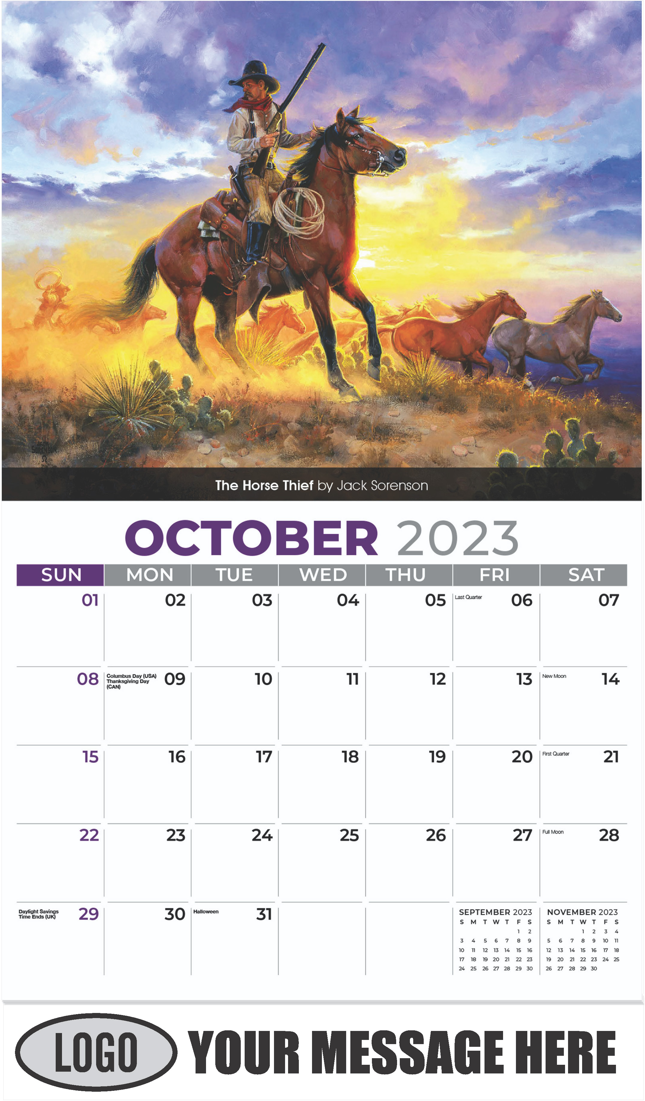 The Horse Thief by Jack Sorenson - October - Spirit of the West 2023 Promotional Calendar