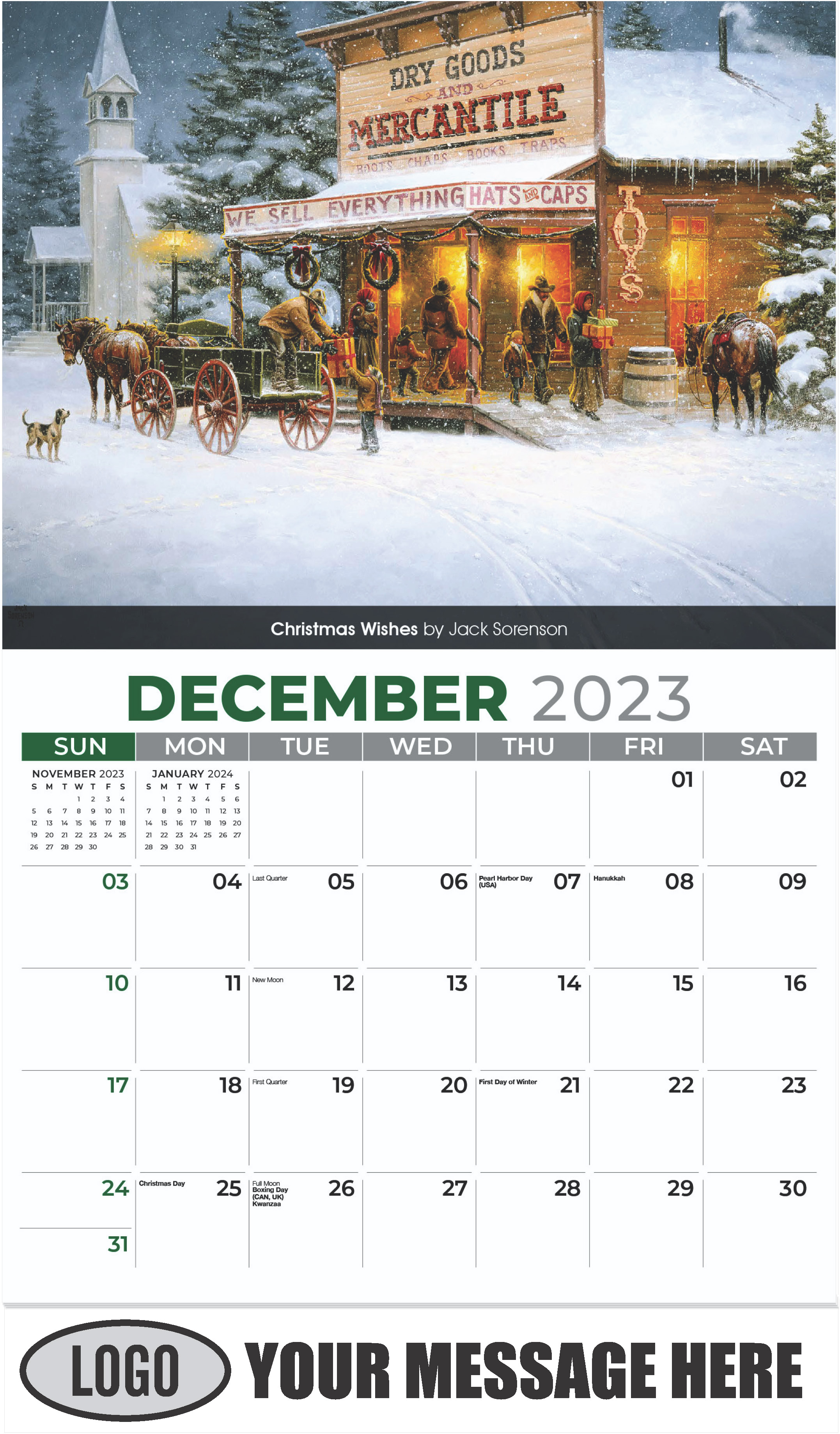 Christmas Wishes by Jack Sorenson - December 2023 - Spirit of the West 2023 Promotional Calendar