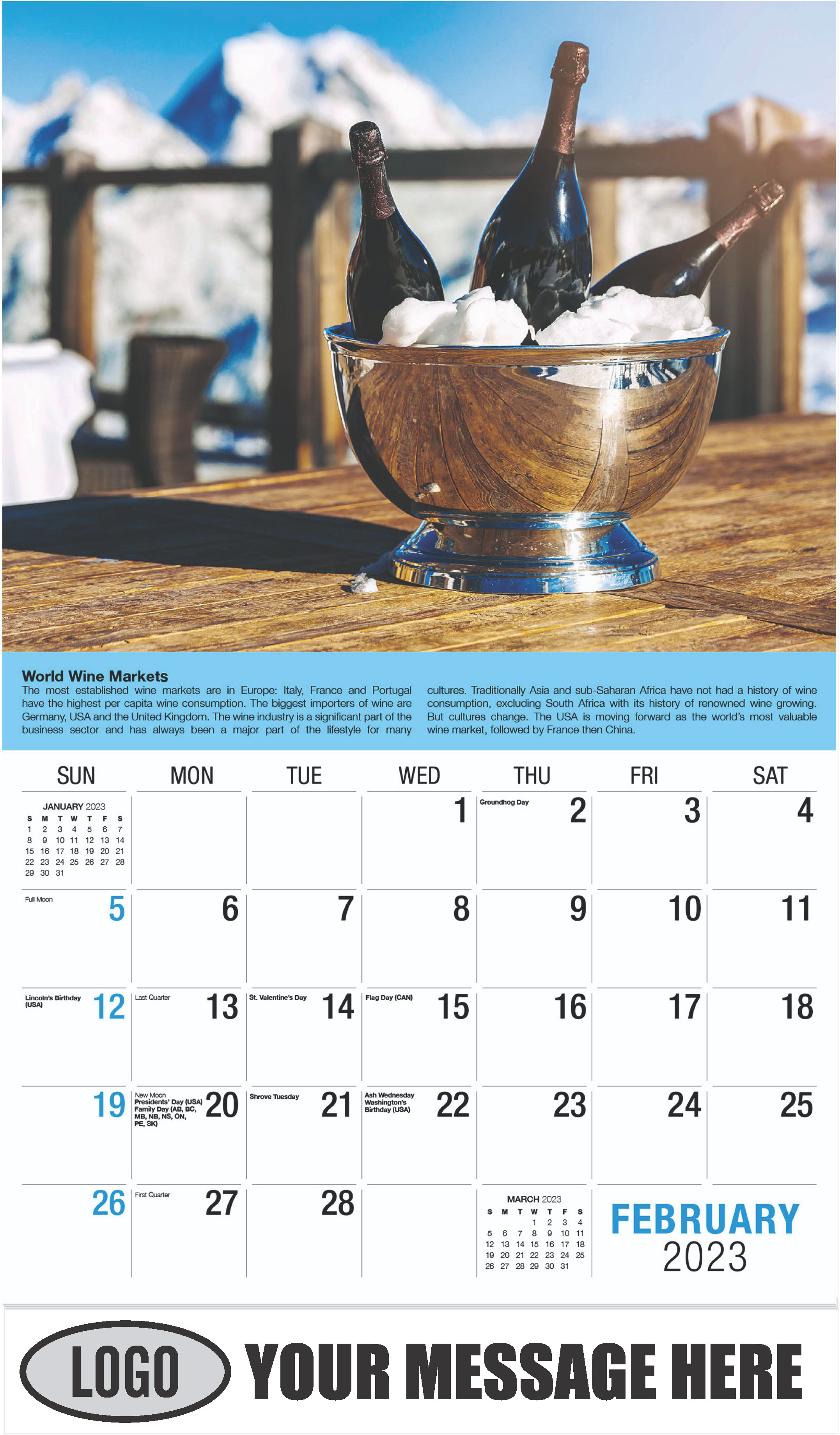 Wine Tips Calendar - February - Vintages 2023 Promotional Calendar