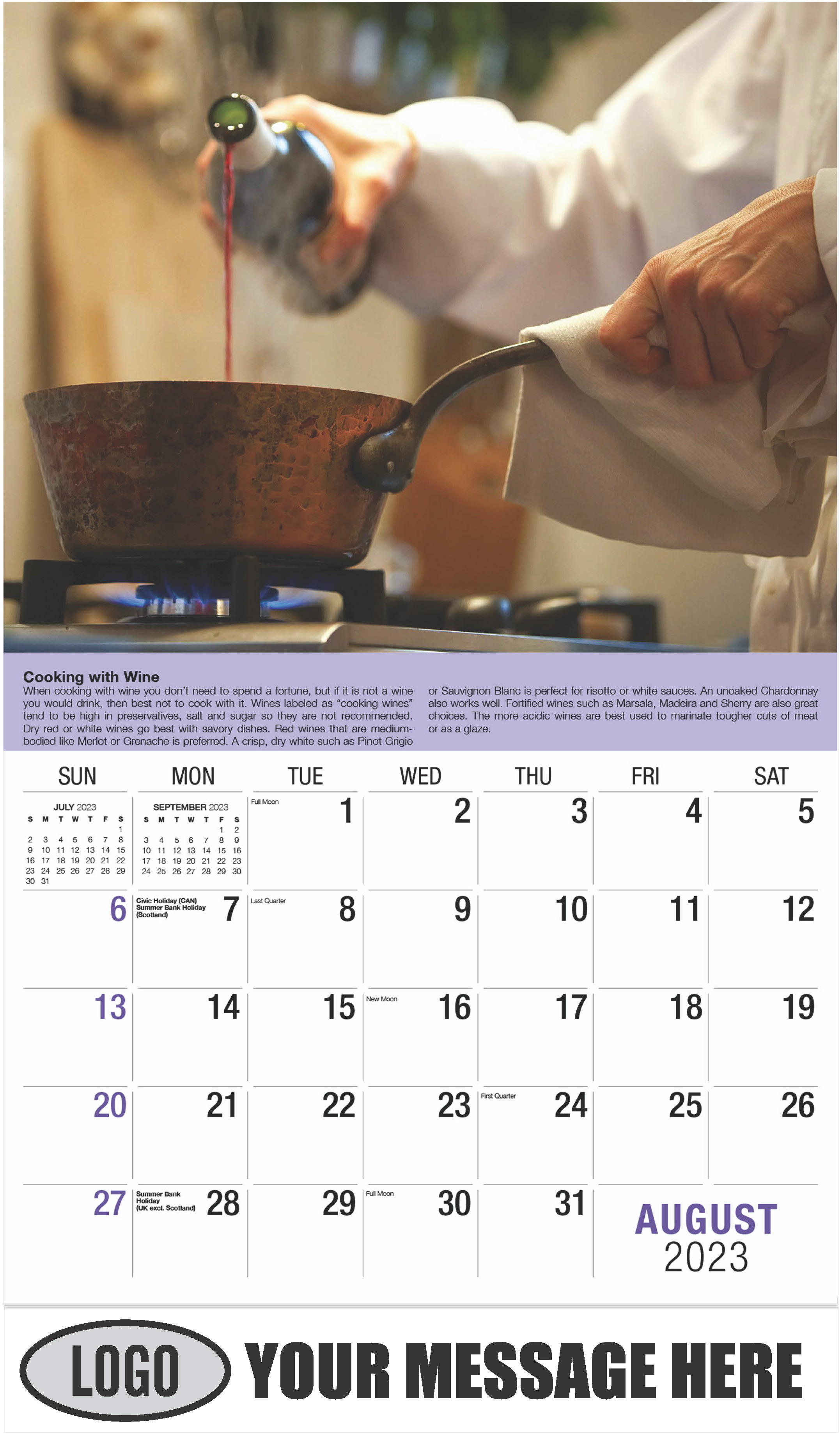 Wine Tips Calendar - August - Vintages 2023 Promotional Calendar