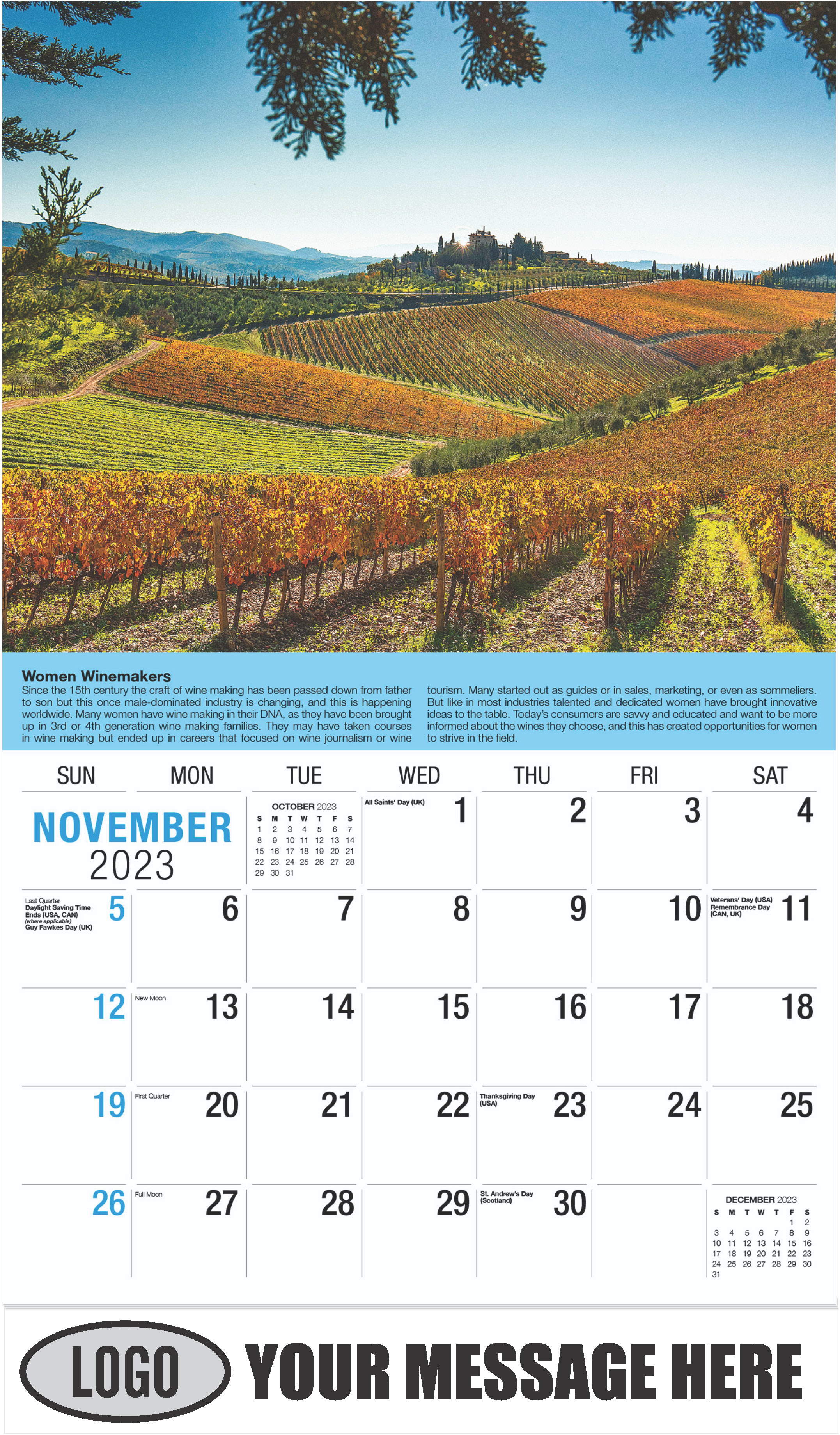 Wine Tips Calendar - November - Vintages 2023 Promotional Calendar
