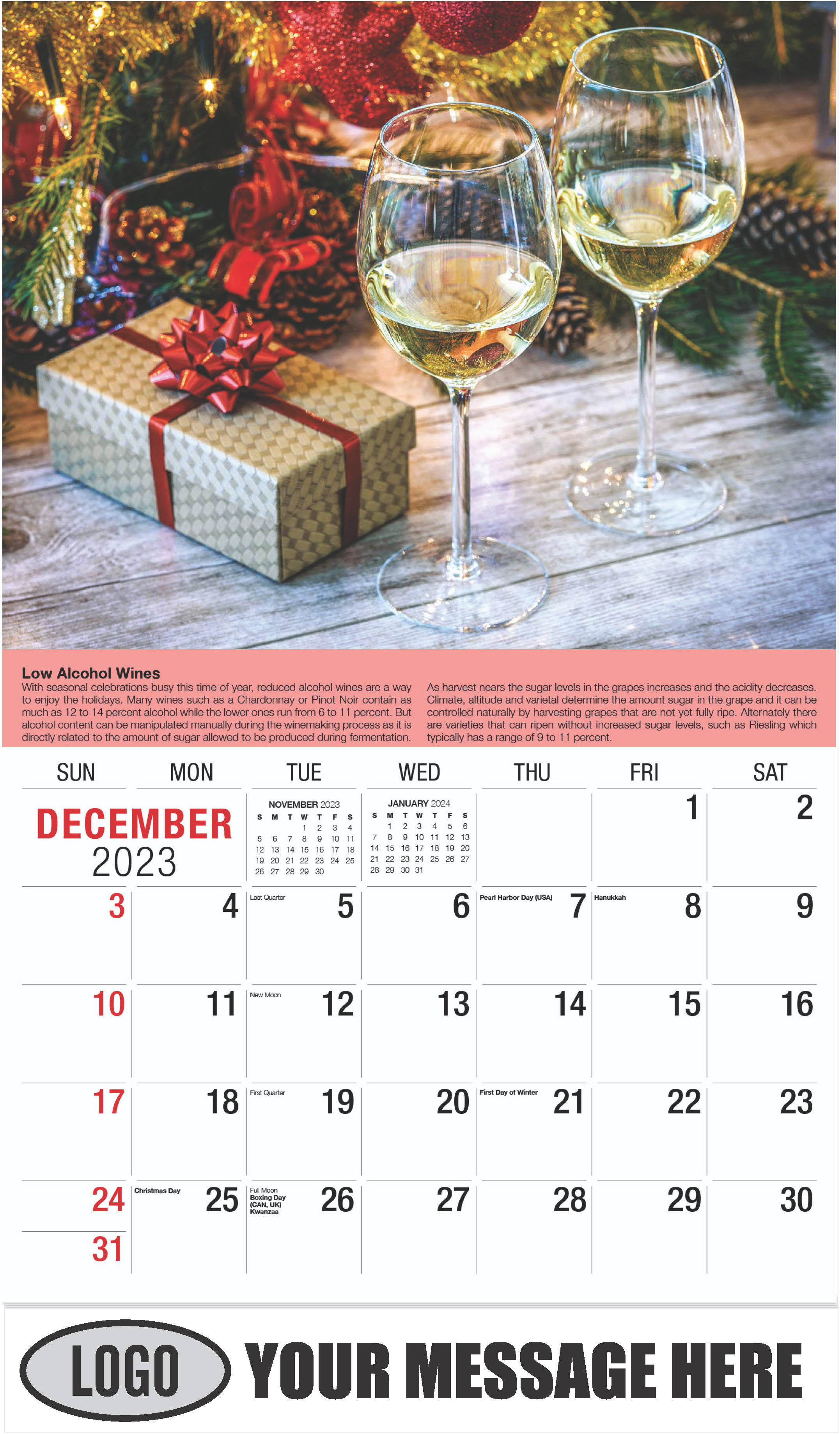 Wine Tips Calendar - December 2023 - Vintages 2023 Promotional Calendar