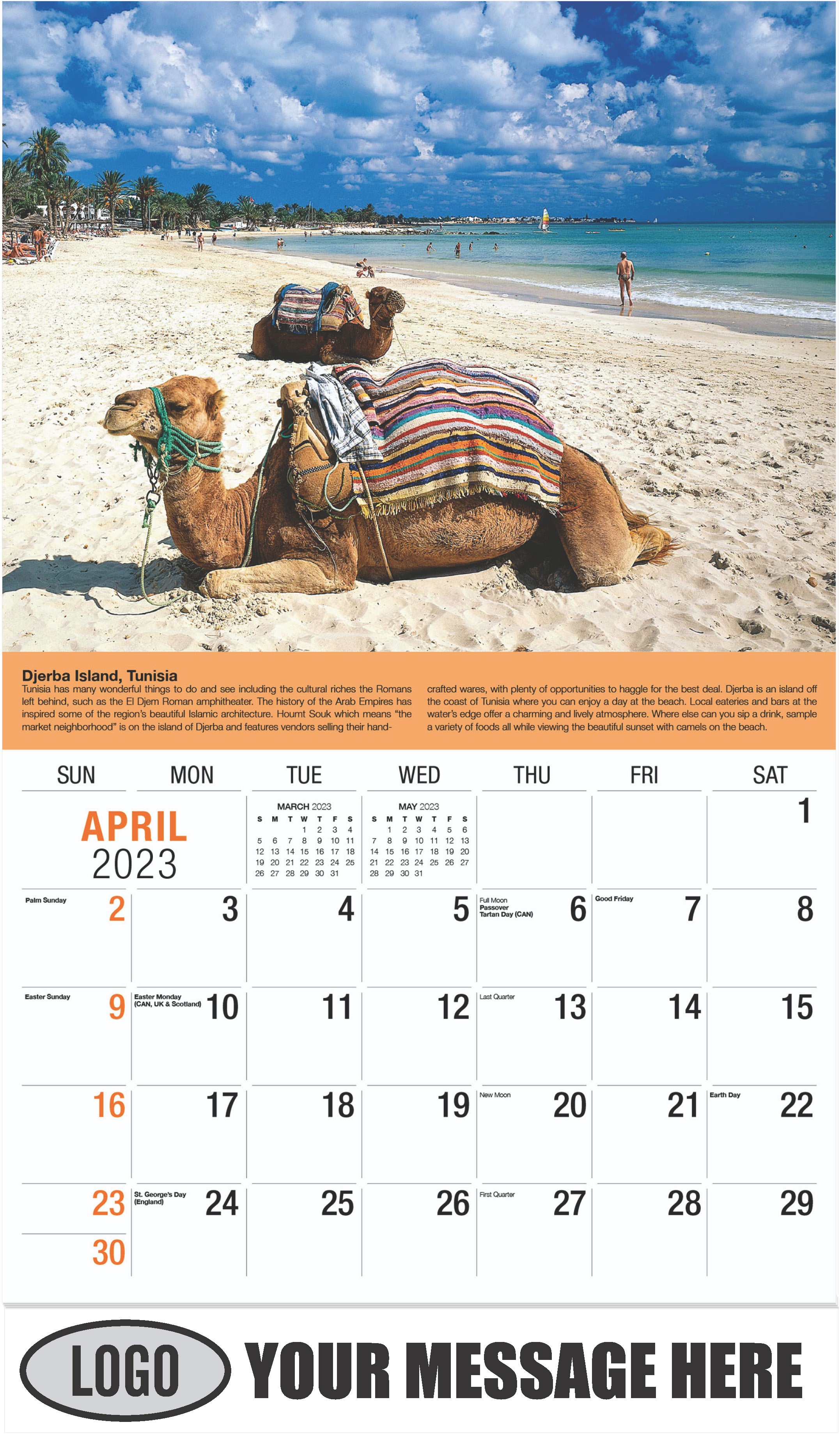 Seguia Beach, Djerba, Tunisia - April - World Travel 2023 Promotional Calendar