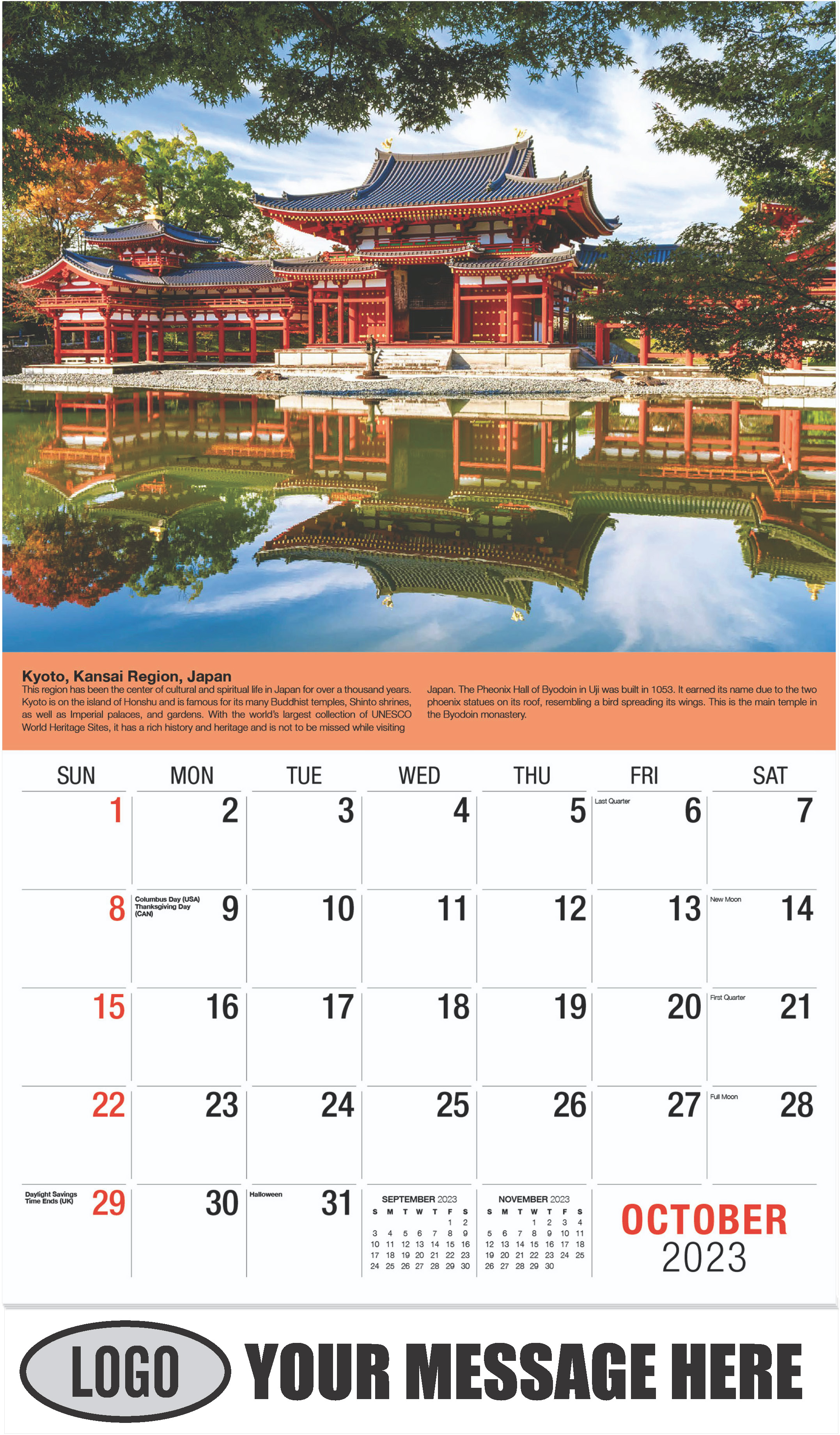 Byodo-in Temple, Uji, Japan - October - World Travel 2023 Promotional Calendar