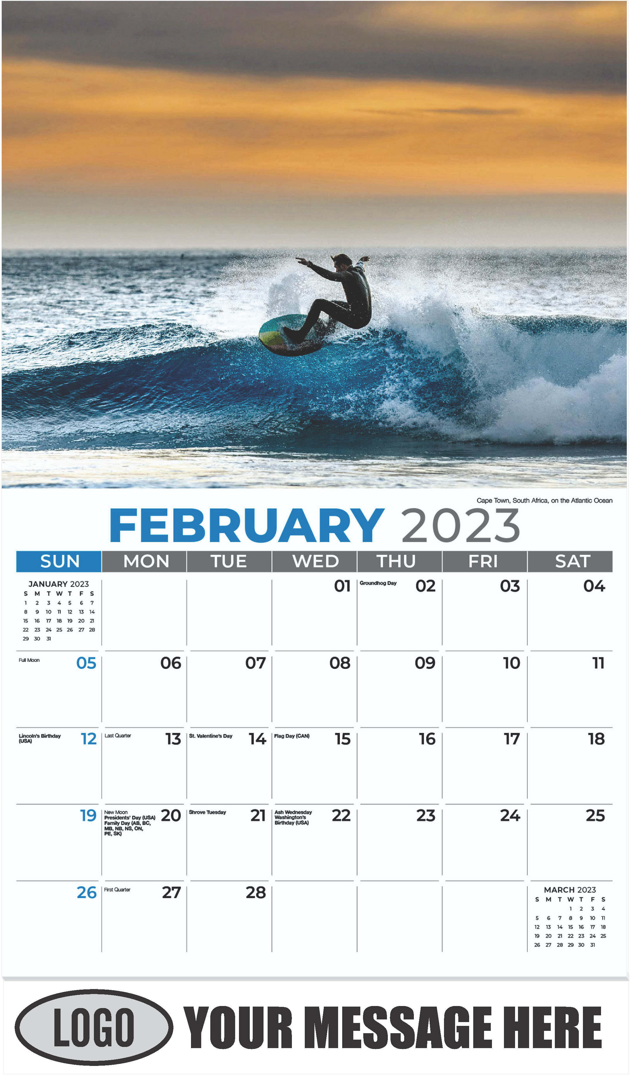 2025 Calendar February Mahina Surf Cindee Stephenie