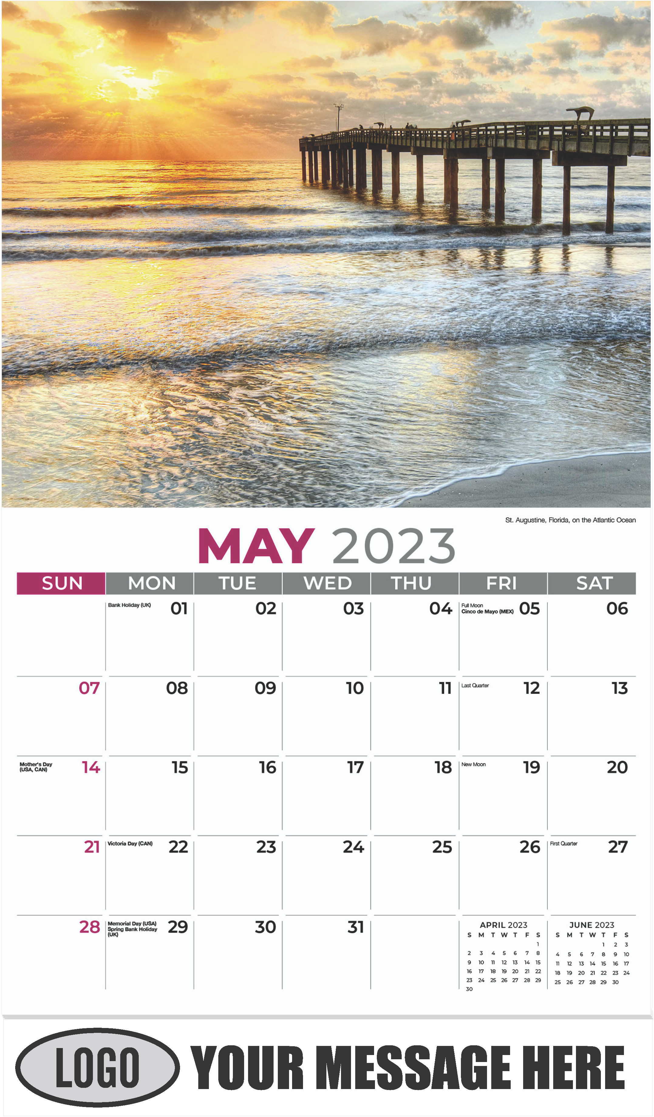 St Augustine Calendar Of Events 2023 2023 Promotional Advertising Calendar | Sun, Sand And Surf | Low As 65¢