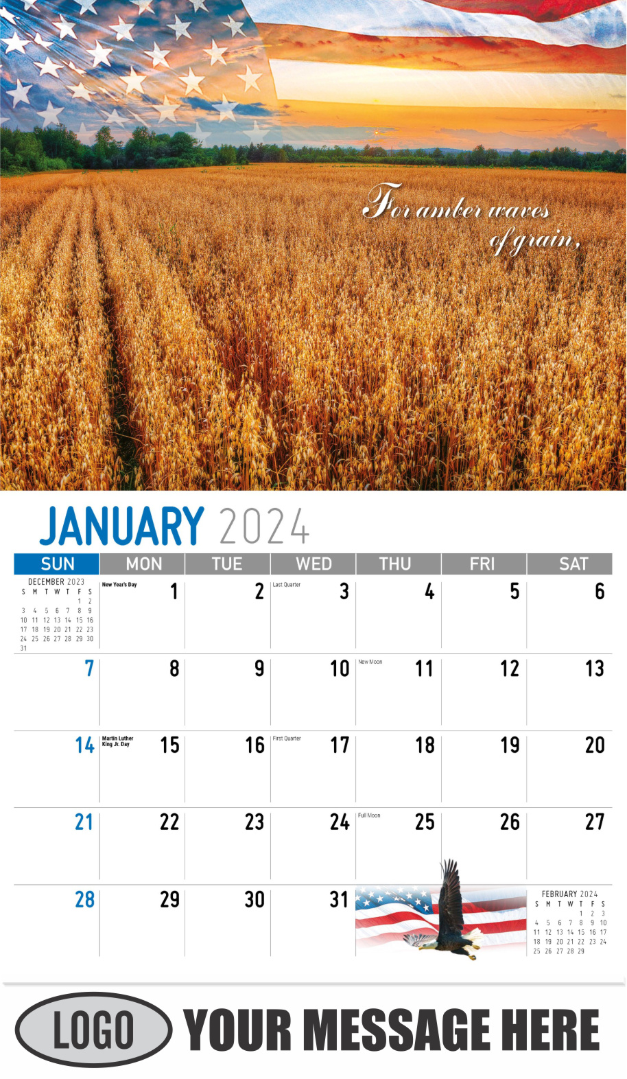 America the Beautiful  2024 Business Advertising Wall Calendar - January