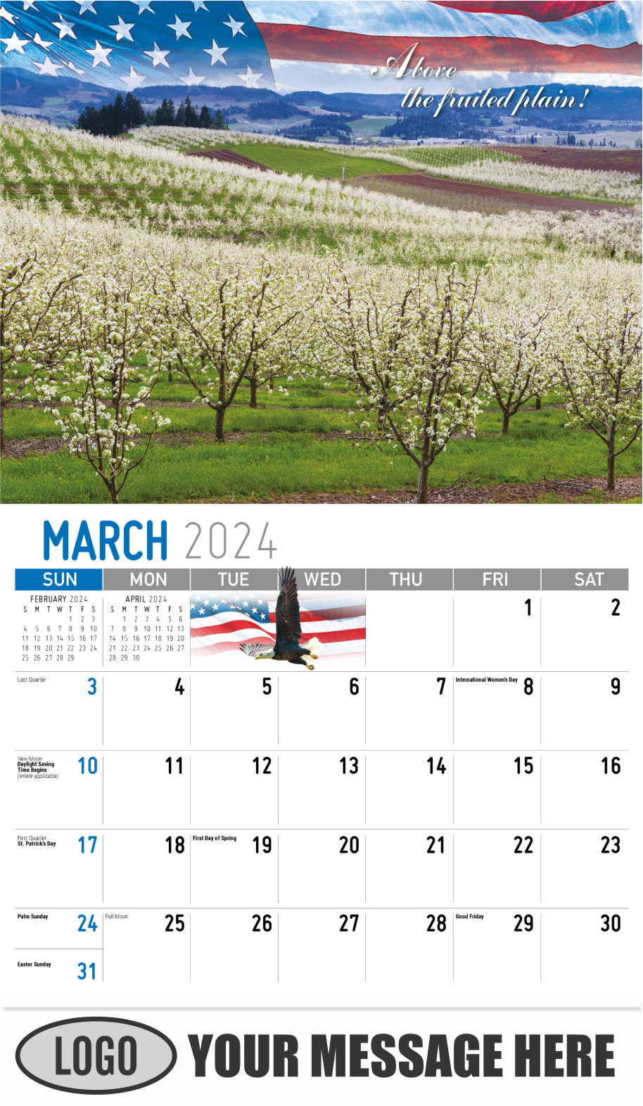 America the Beautiful  2024 Business Advertising Wall Calendar - March