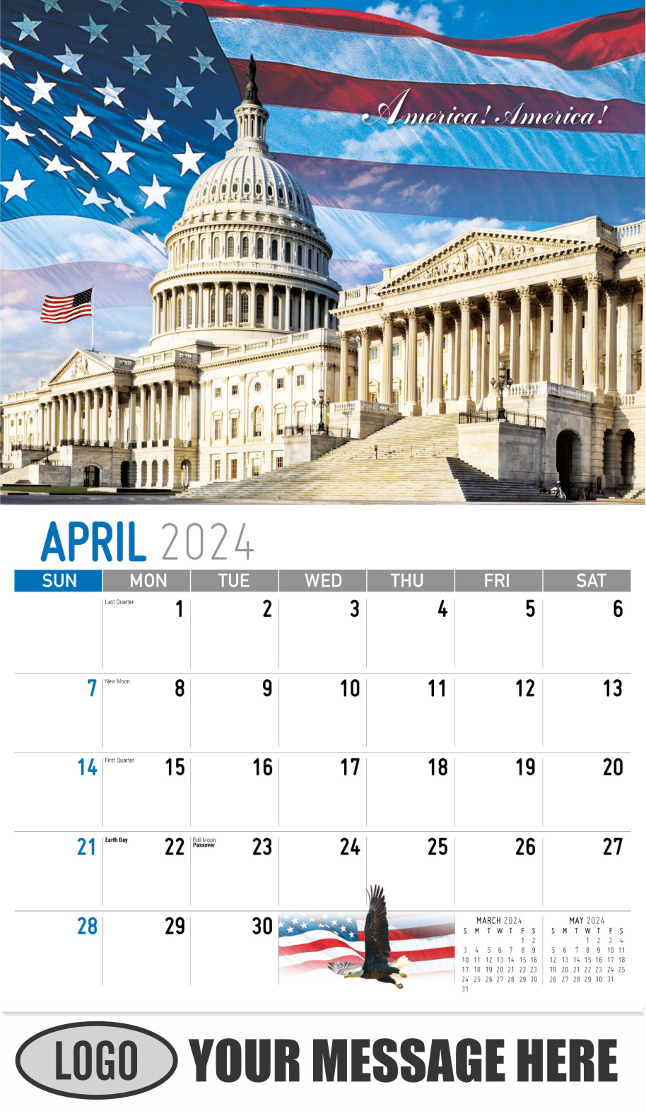 America the Beautiful  2024 Business Advertising Wall Calendar - April