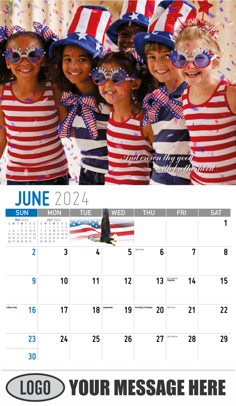 America the Beautiful  2024 Business Advertising Wall Calendar - June