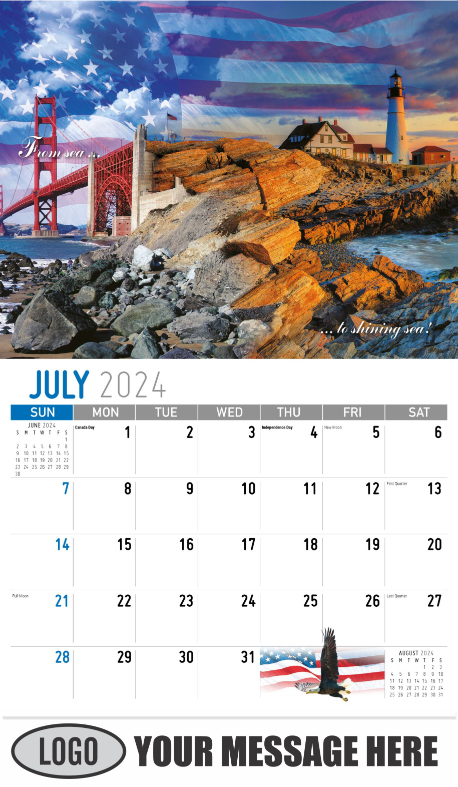 America the Beautiful  2024 Business Advertising Wall Calendar - July