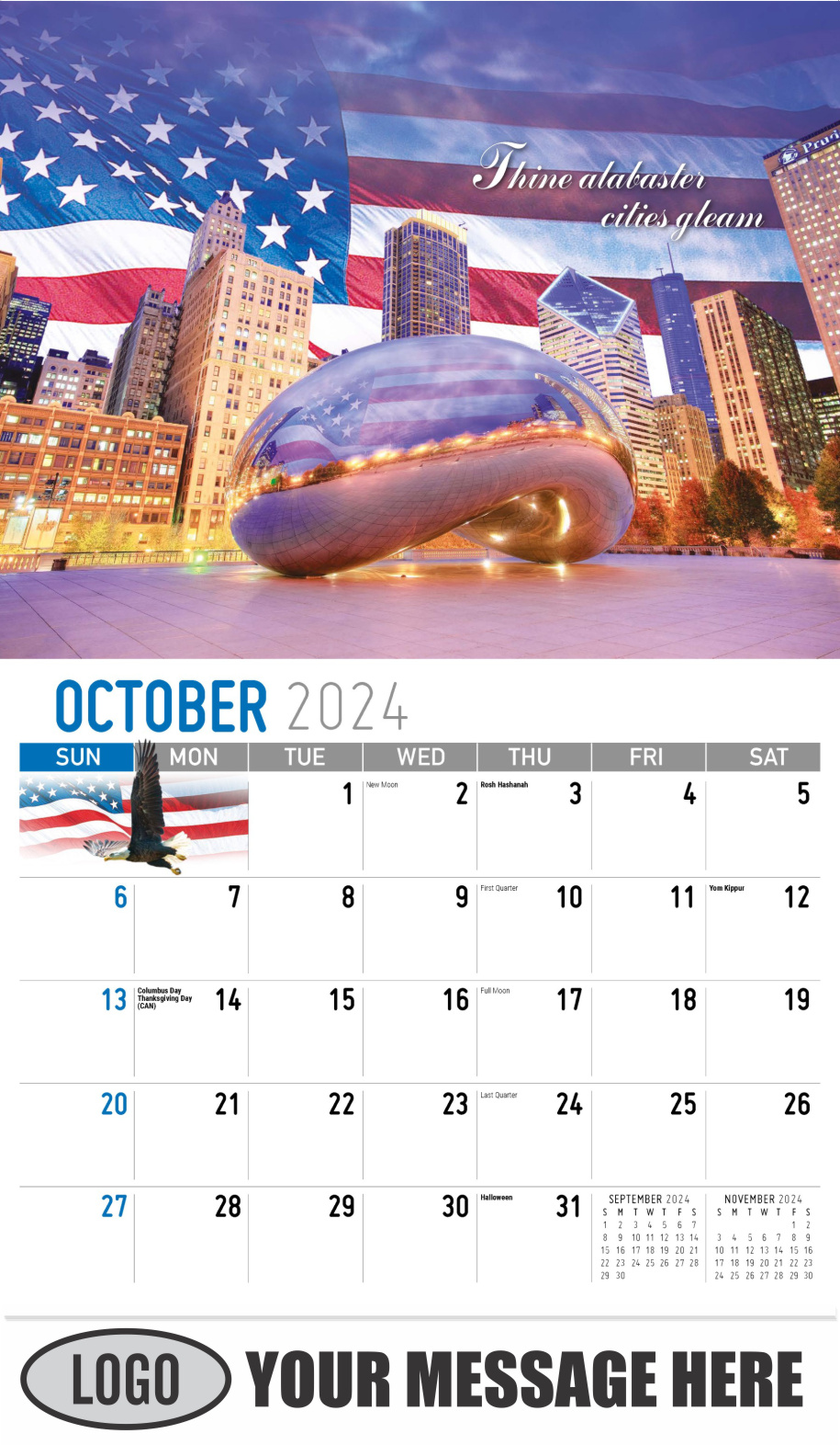 America the Beautiful  2024 Business Advertising Wall Calendar - October