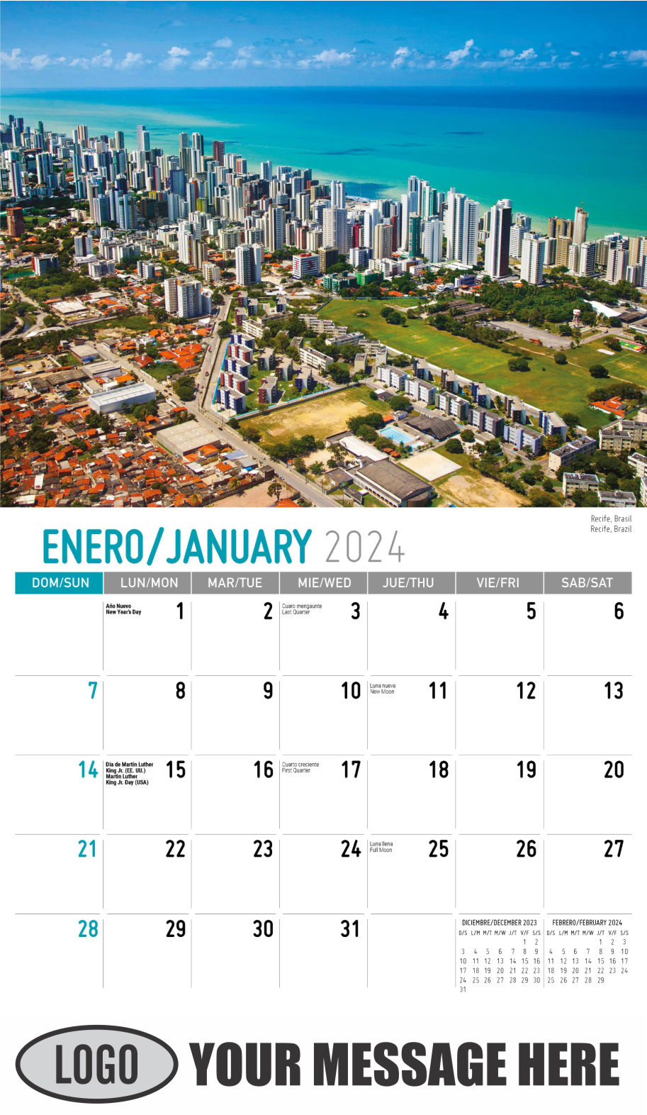 Latin America Scenic  2024 Business Promo Calendar - January