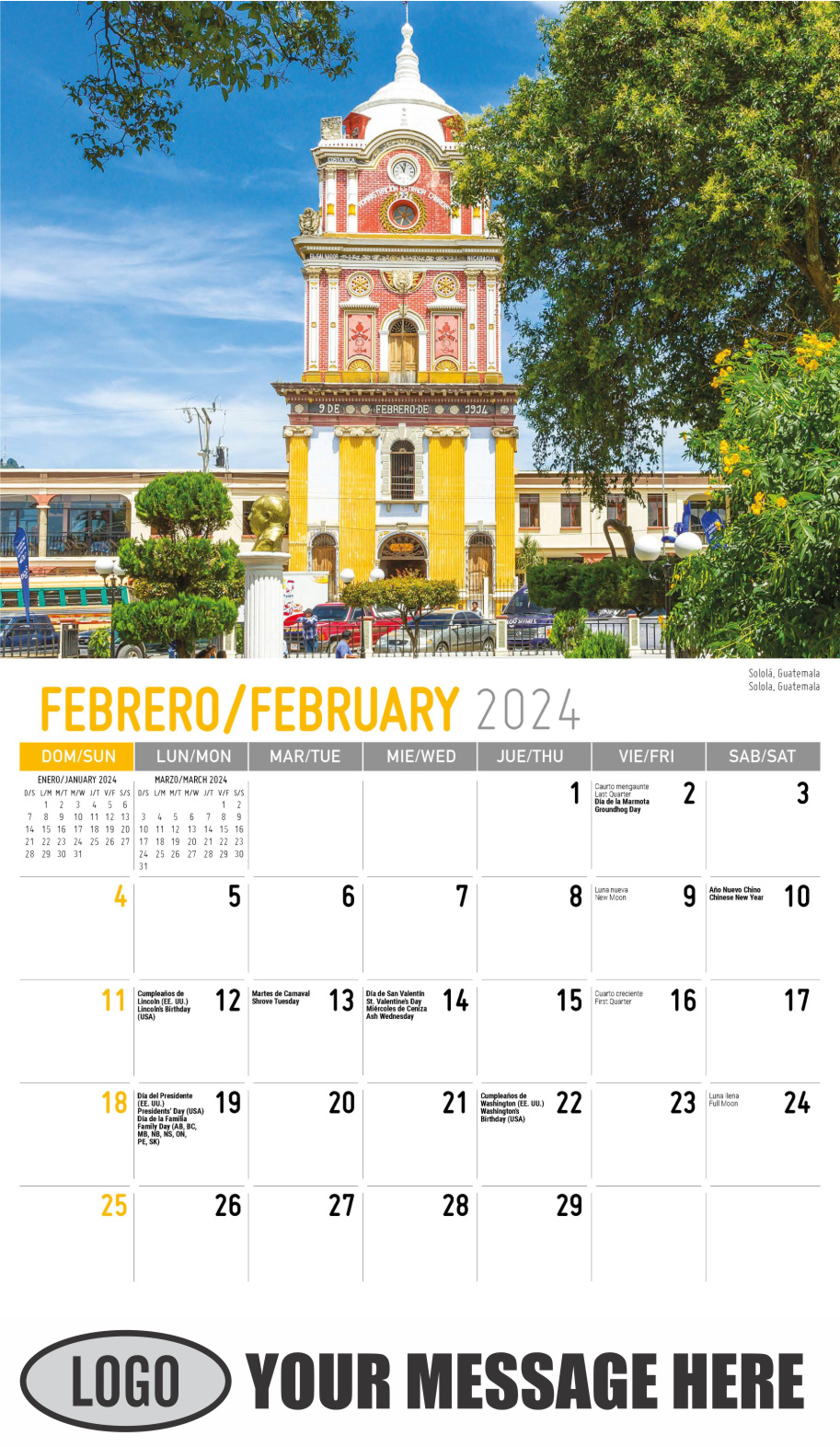 Latin America Scenic  2024 Business Promo Calendar - February