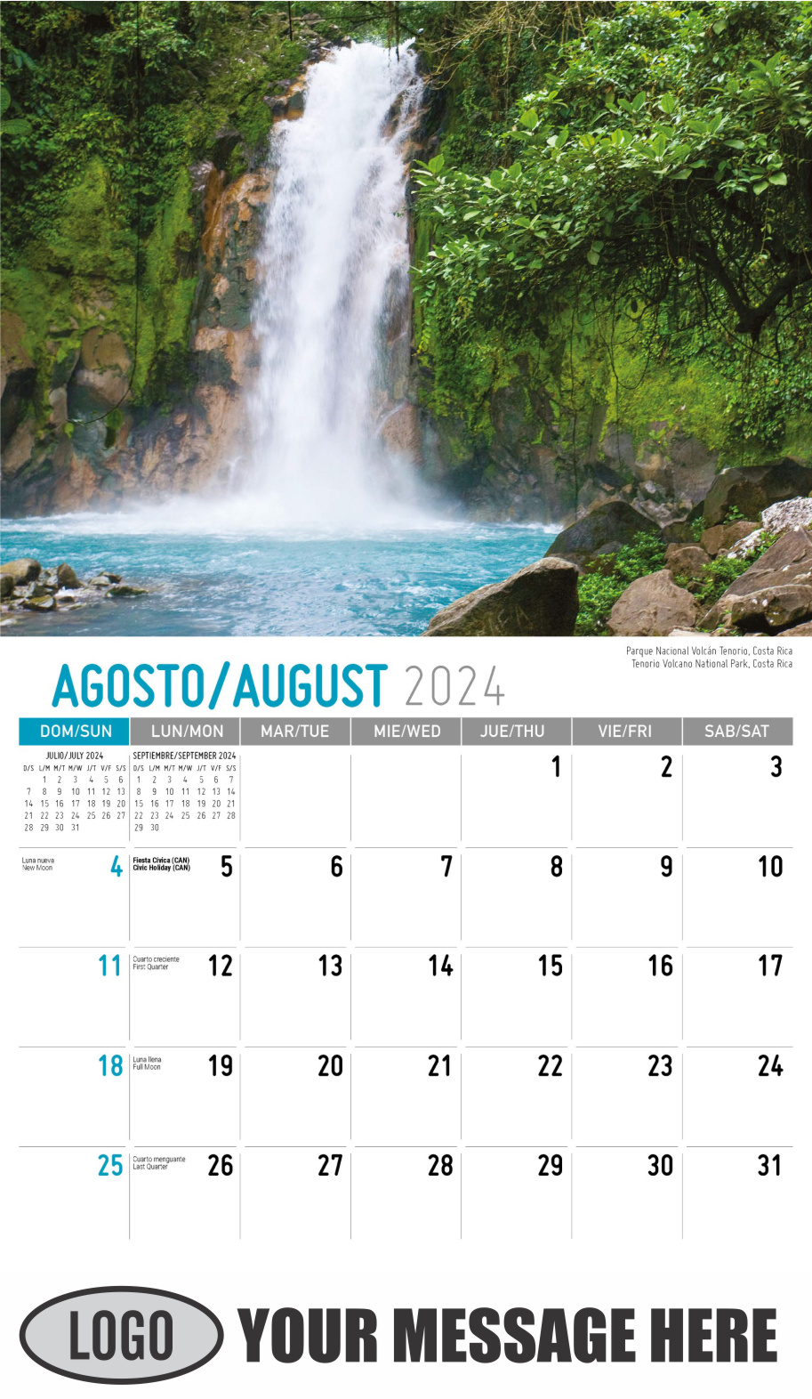 Latin America Scenic  2024 Business Promo Calendar - August