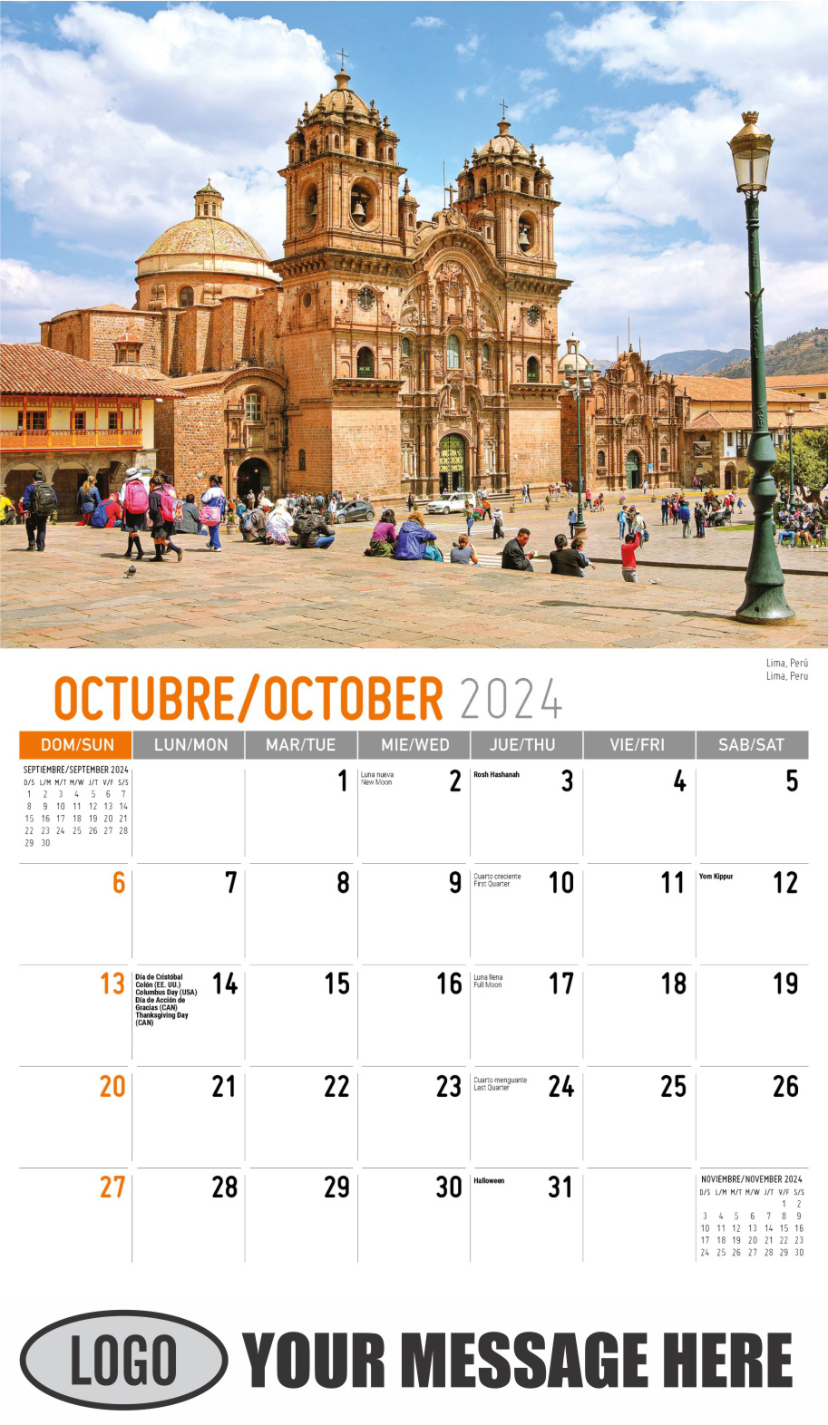 Latin America Scenic  2024 Business Promo Calendar - October