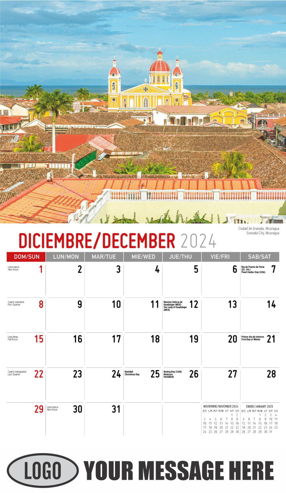Latin America Scenic  2024 Business Promo Calendar - December