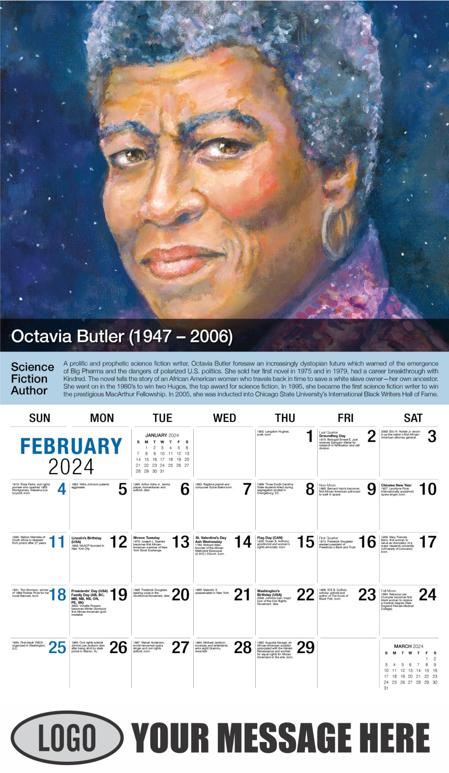 Black History 2024 Business Advertising Calendar - February