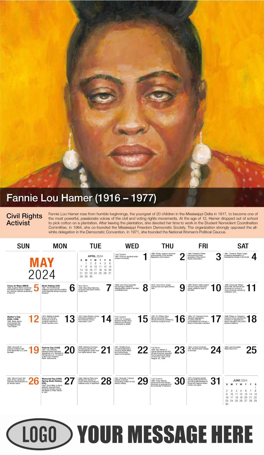 Black History 2024 Business Advertising Calendar - May