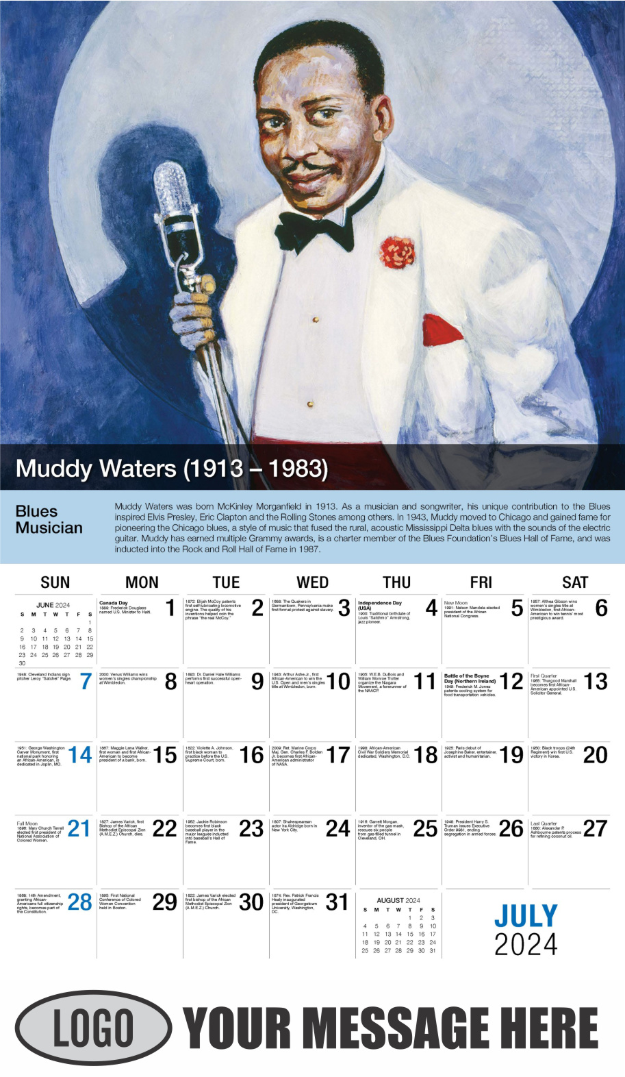 Black History 2024 Business Advertising Calendar - July