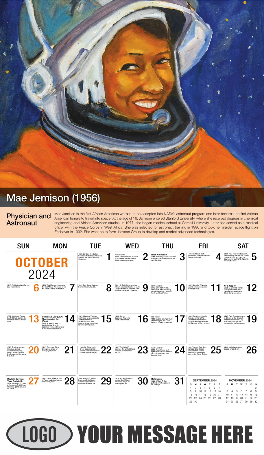 Black History 2024 Business Advertising Calendar - October