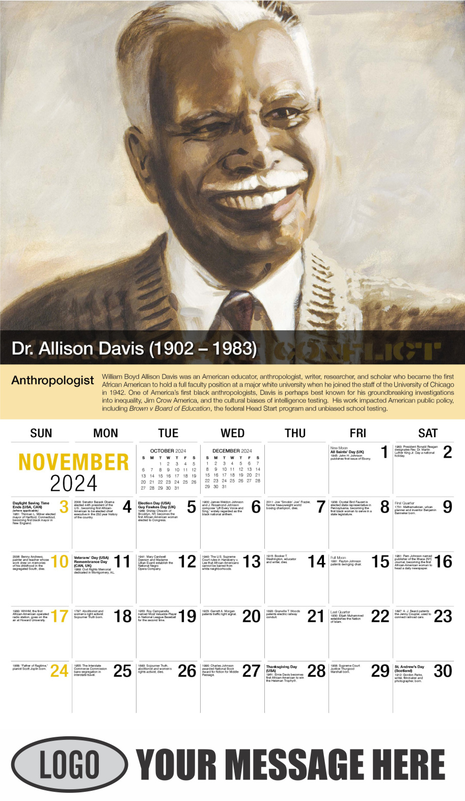 Black History 2024 Business Advertising Calendar - November
