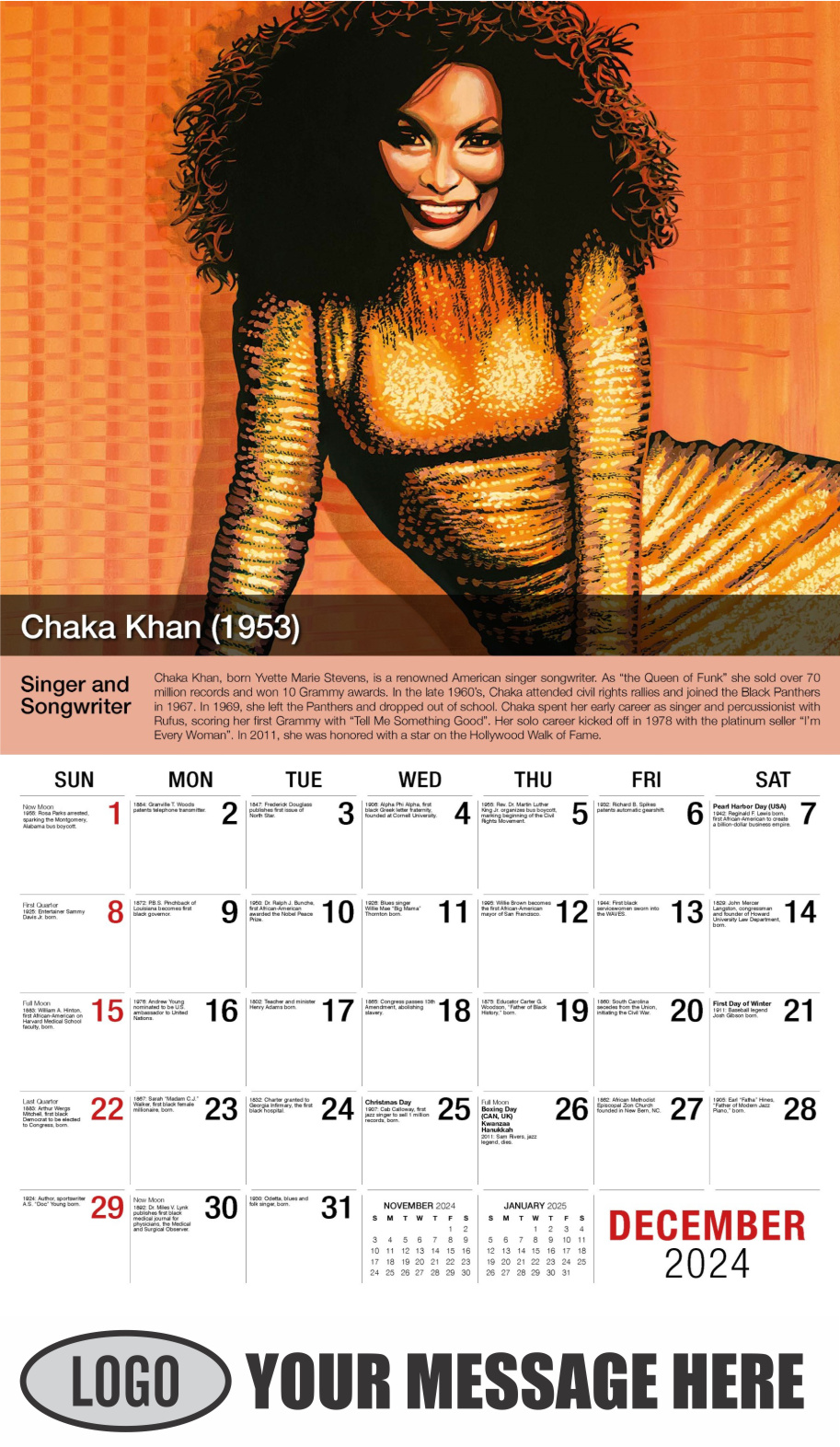 Black History 2024 Business Advertising Calendar - December