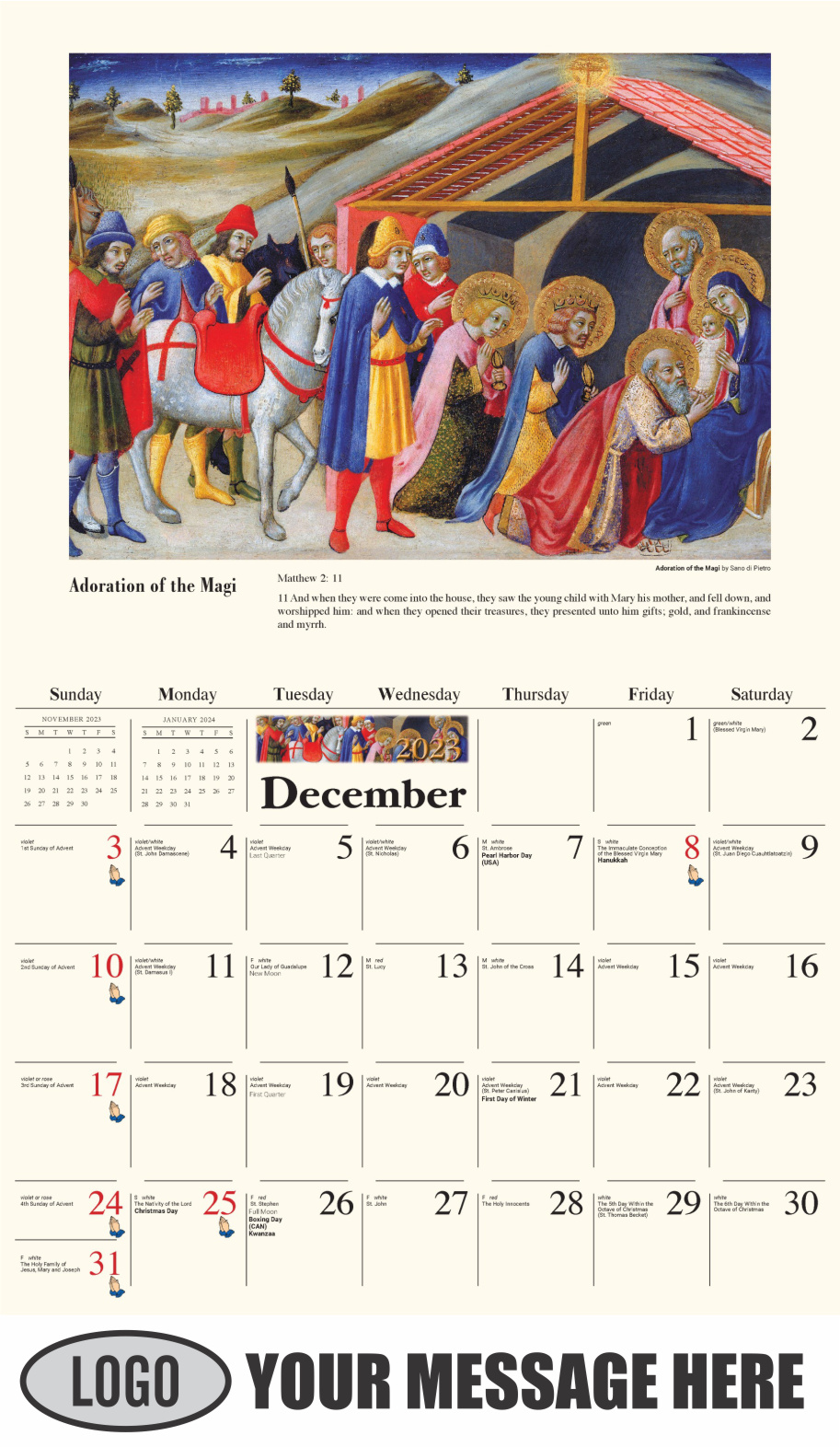Catholic Inspirations 2024 Church Promotion Calendar - December_a