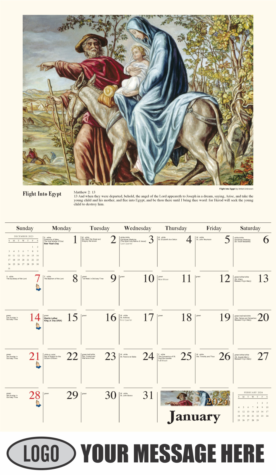 Catholic Inspirations 2024 Church Promotion Calendar - January