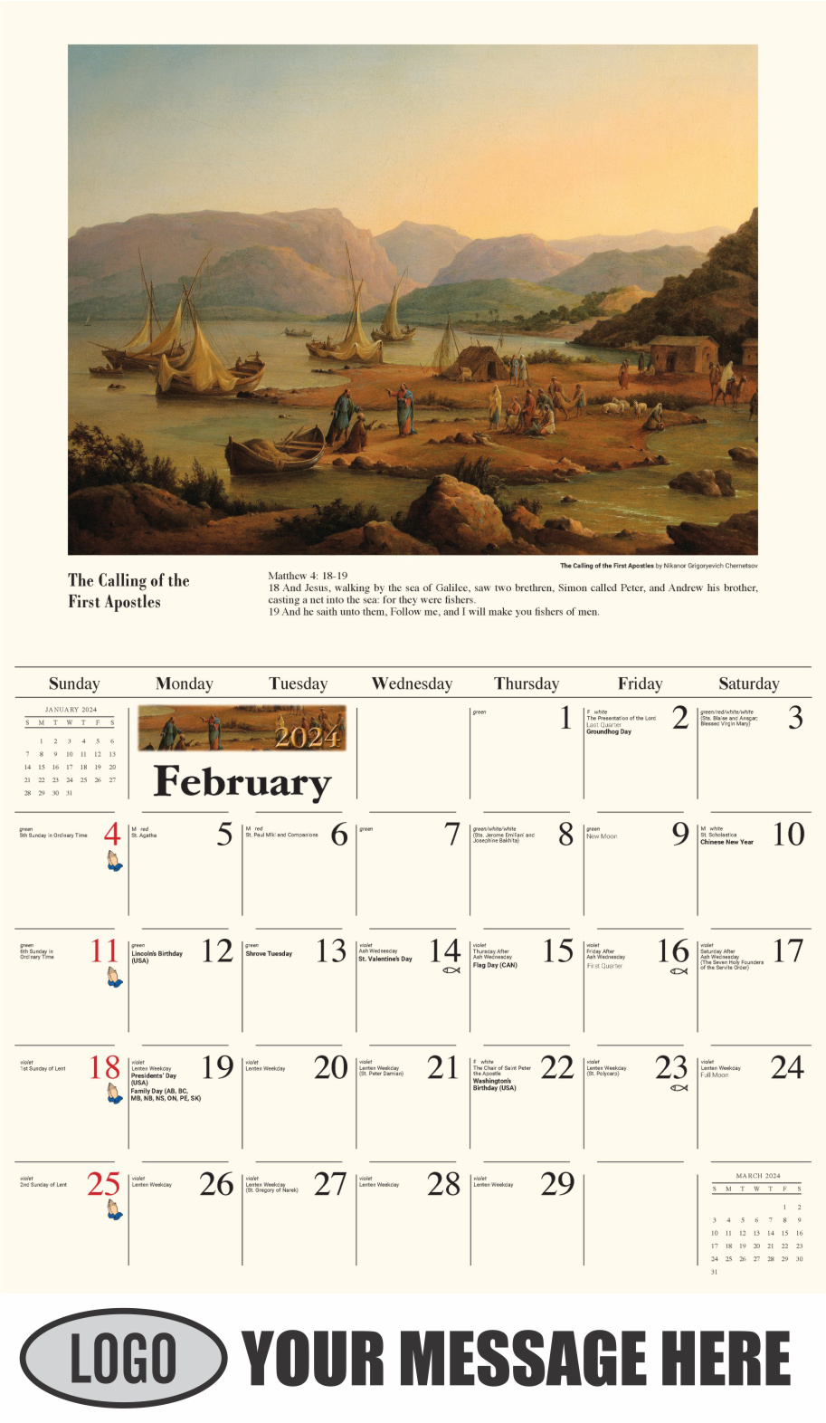 Catholic Inspirations 2024 Church Promotion Calendar - February