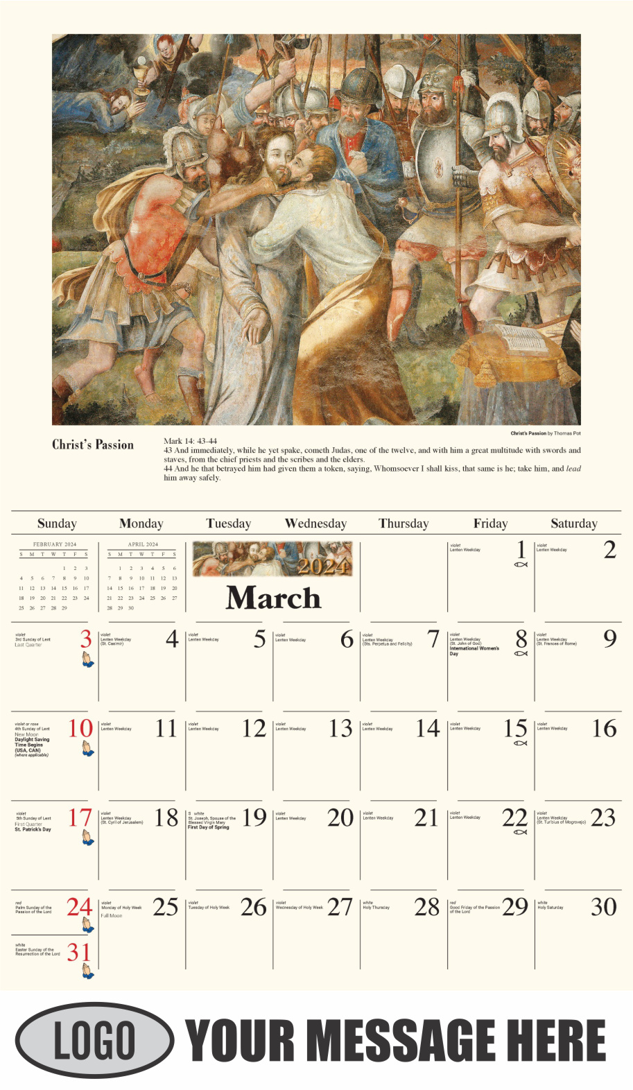 Catholic Inspirations 2024 Church Promotion Calendar - March