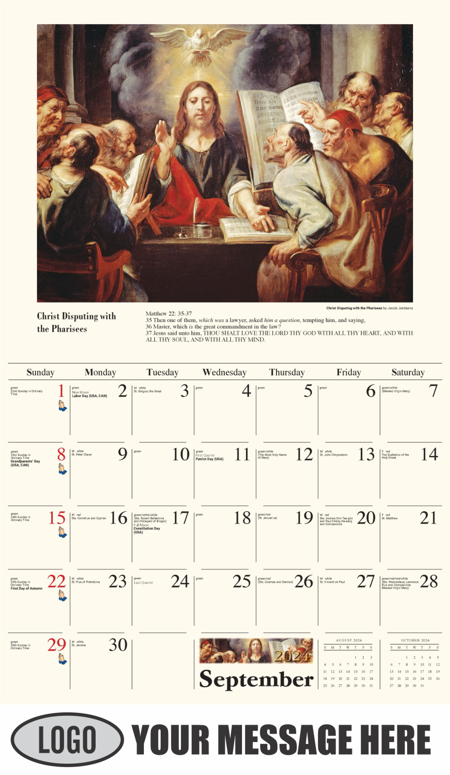 Catholic Inspirations 2024 Church Promotion Calendar - September