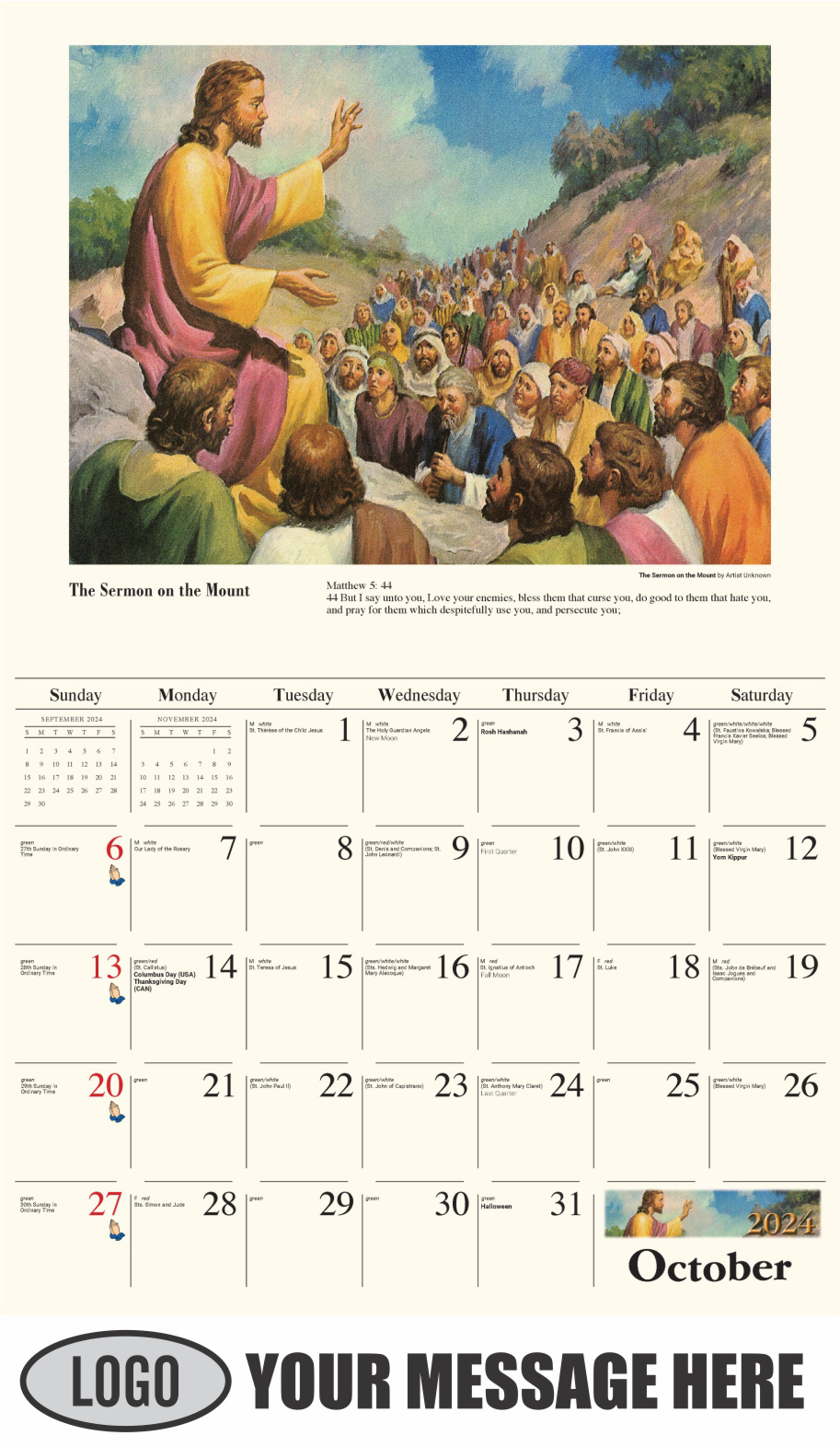 Catholic Inspirations 2024 Church Promotion Calendar - October