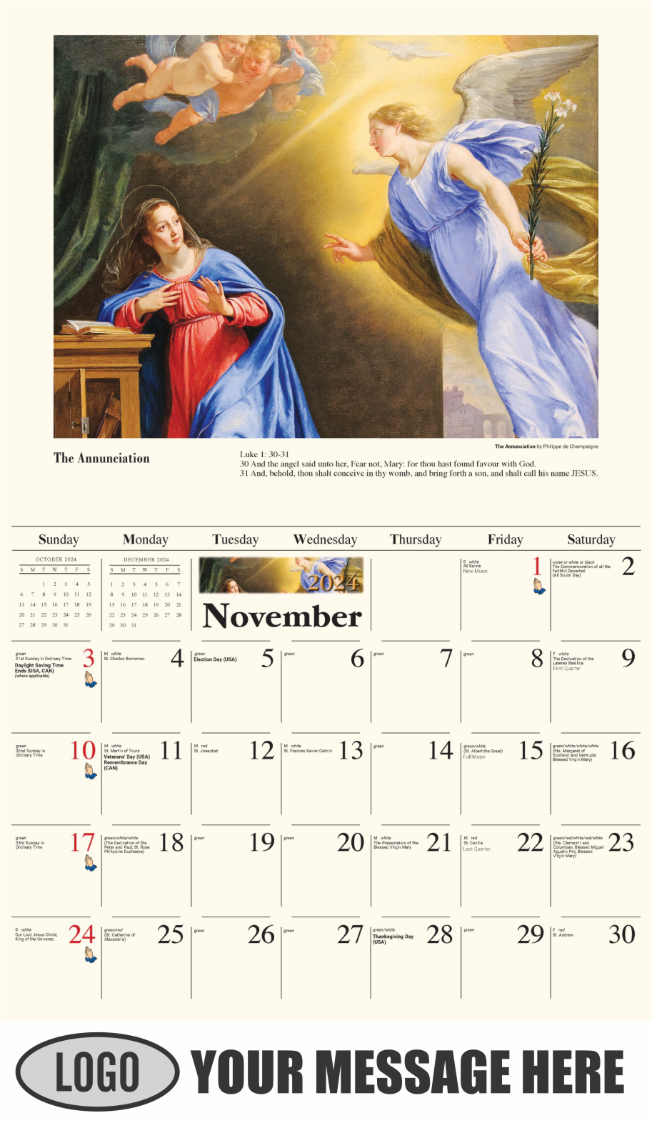 Catholic Inspirations 2024 Church Promotion Calendar - November