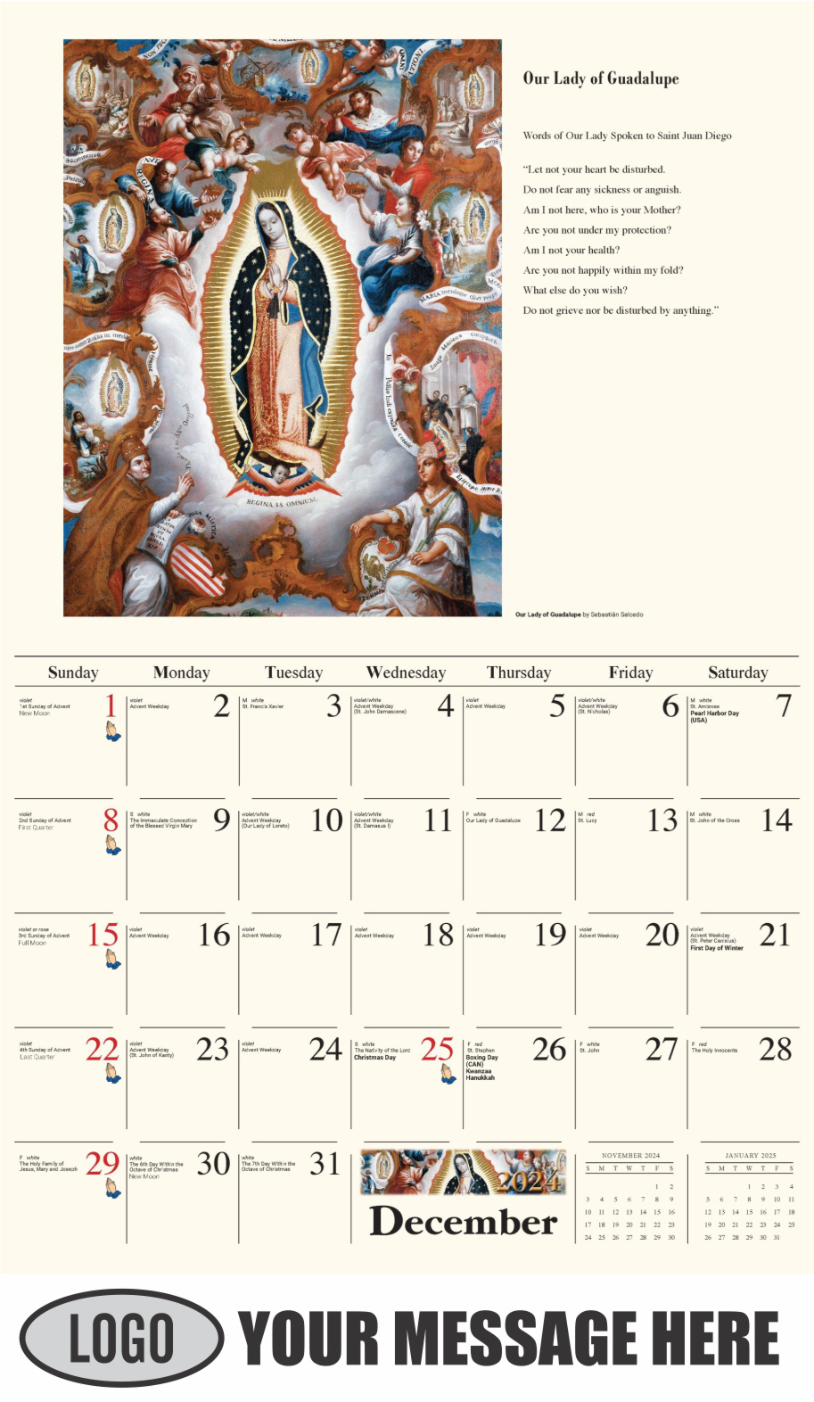 Catholic Inspirations 2024 Church Promotion Calendar - December